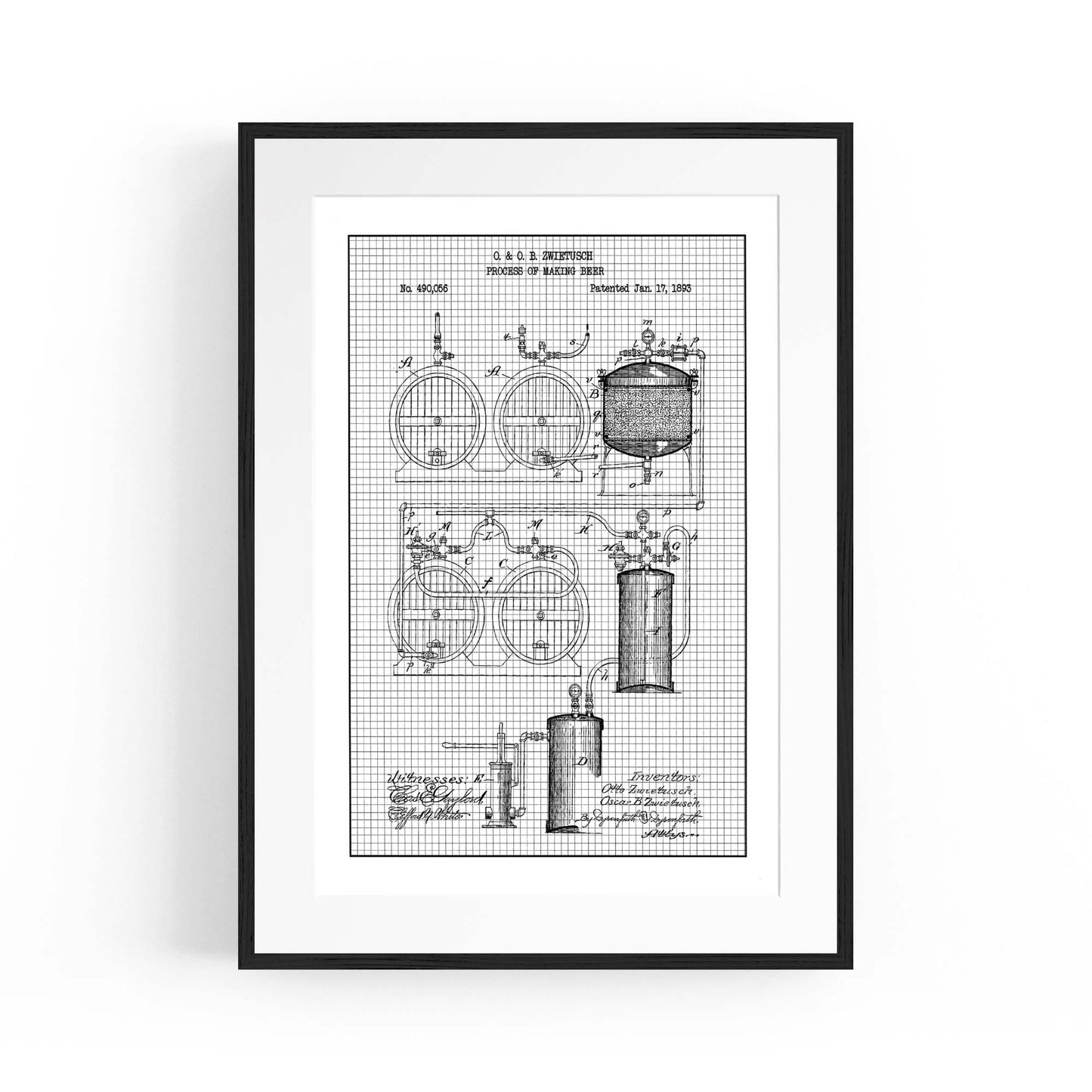 Vintage Beer Making Patent Man Cave Gift Wall Art #2 - The Affordable Art Company