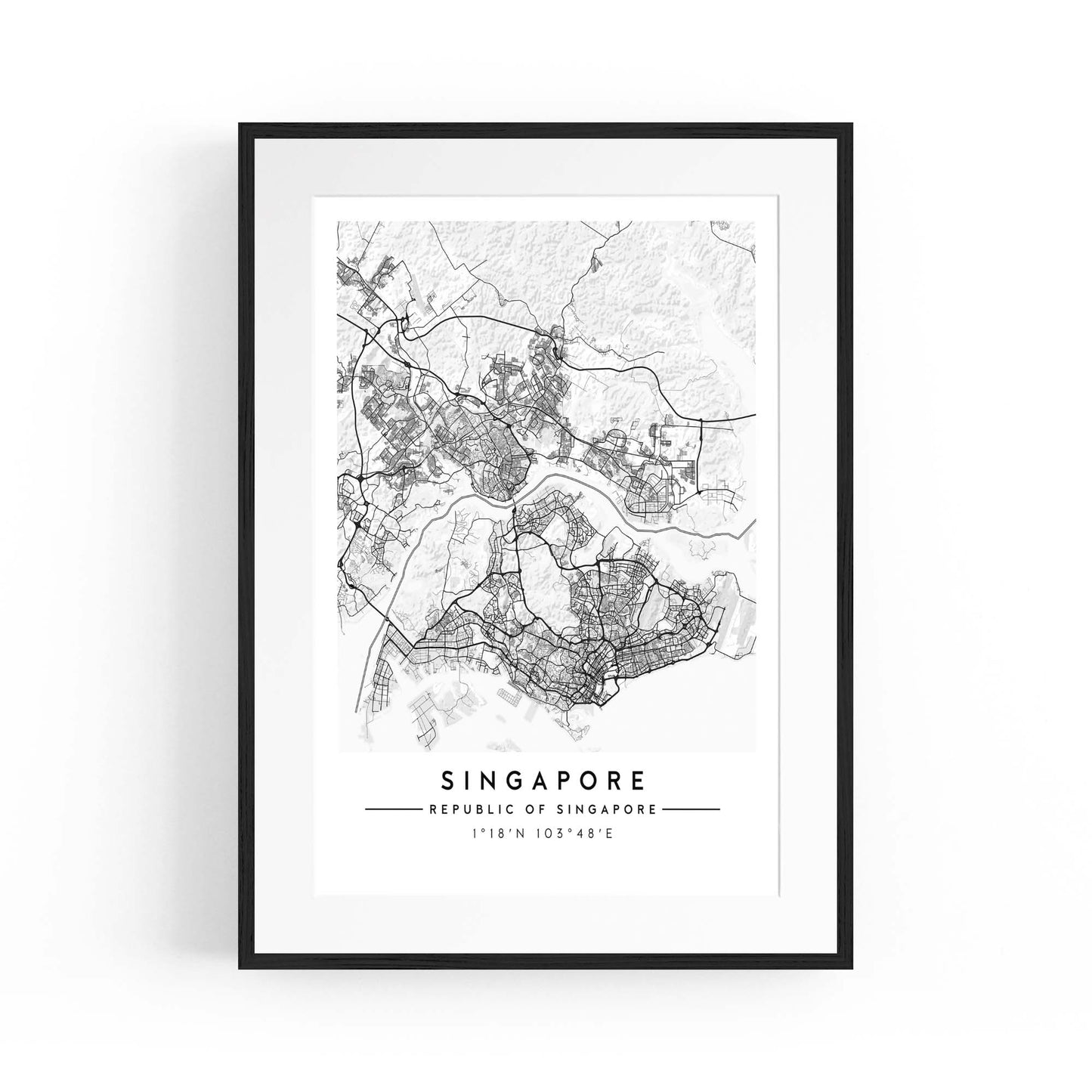 Singapore Minimal Map Wall Art - The Affordable Art Company