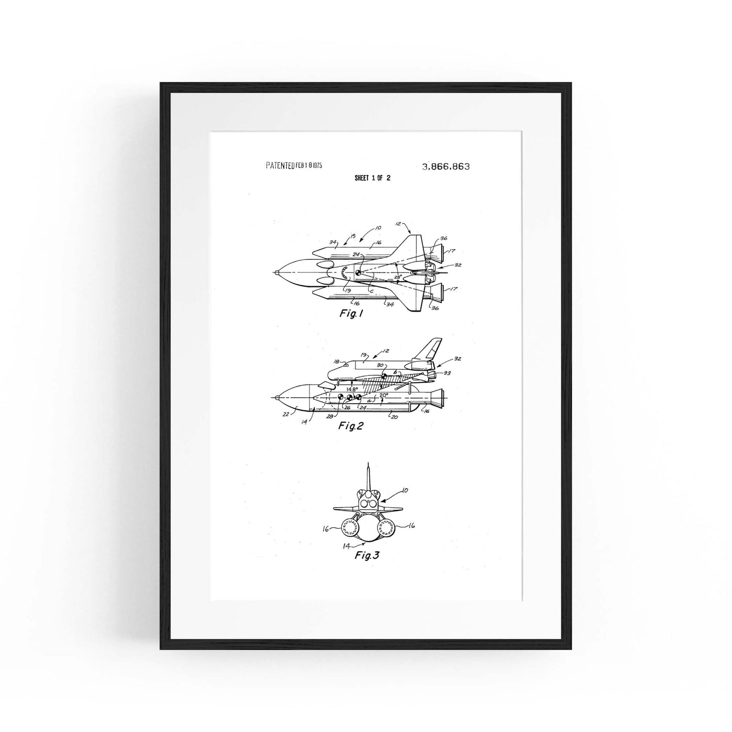 Vintage Space Shuttle Patent Wall Art #2 - The Affordable Art Company
