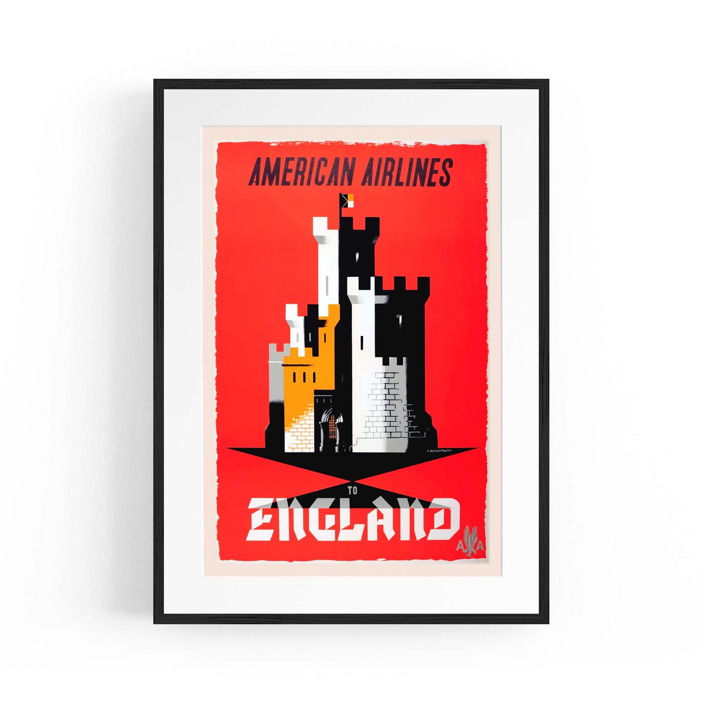 American Airlines - England Vintage Travel Wall Art - The Affordable Art Company