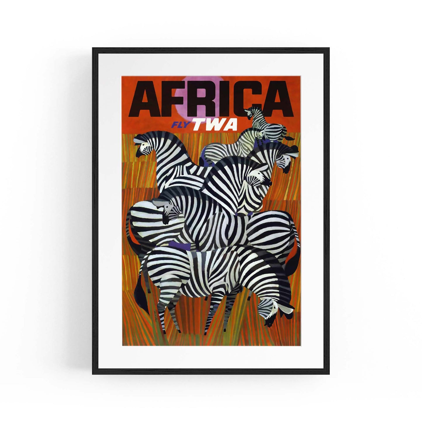 Africa fly TWA Vintage Travel Advert Wall Art - The Affordable Art Company