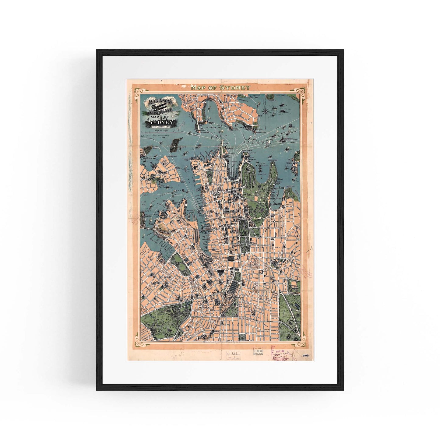 Sydney Vintage Map Australian Old Wall Art #1 - The Affordable Art Company
