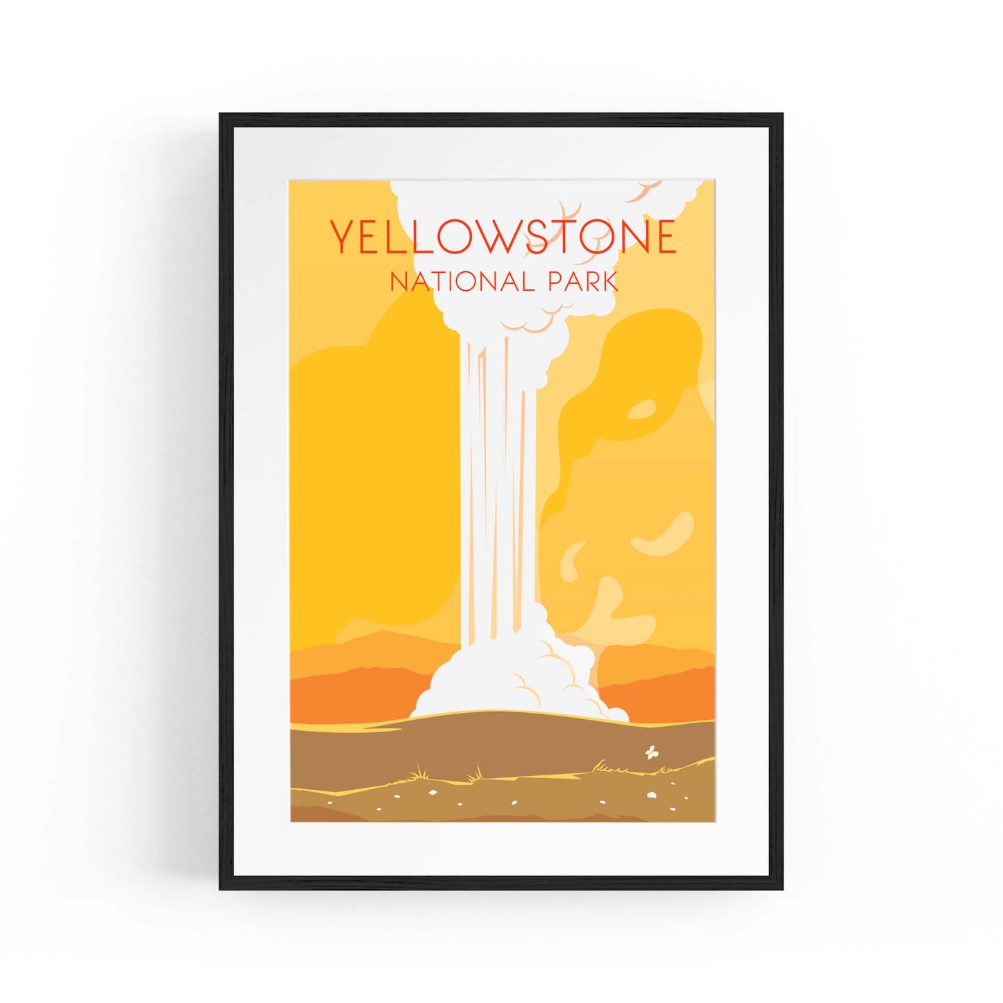 Retro Yellowstone USA Vintage Travel Wall Art - The Affordable Art Company