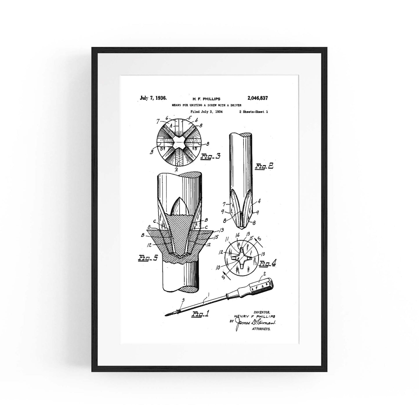 Vintage Phillips Screwdriver Patent Garage Wall Art #2 - The Affordable Art Company