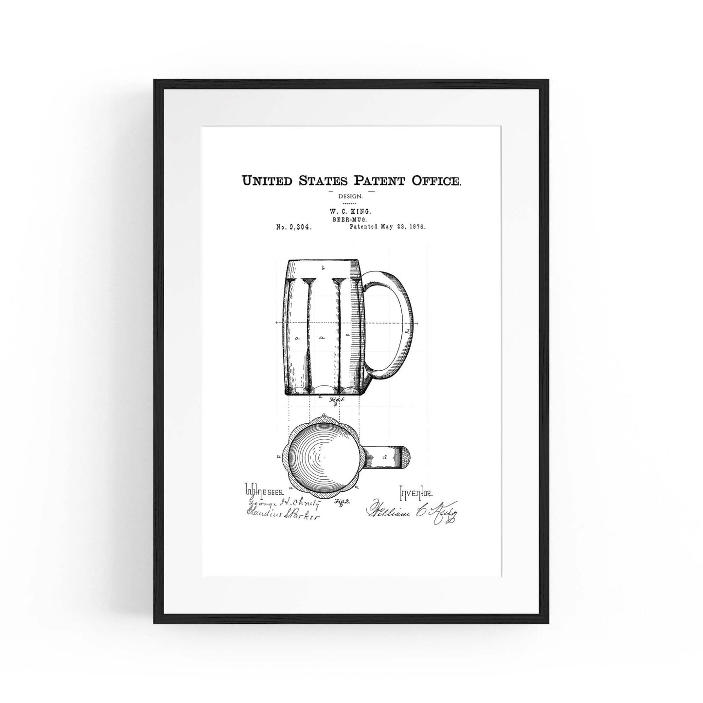 Vintage Beer Mug Patent Man Cave Gift Wall Art #2 - The Affordable Art Company