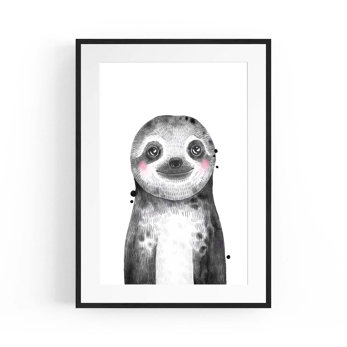 Cute Blushing Baby Sloth Nursery Animal Wall Art - The Affordable Art Company