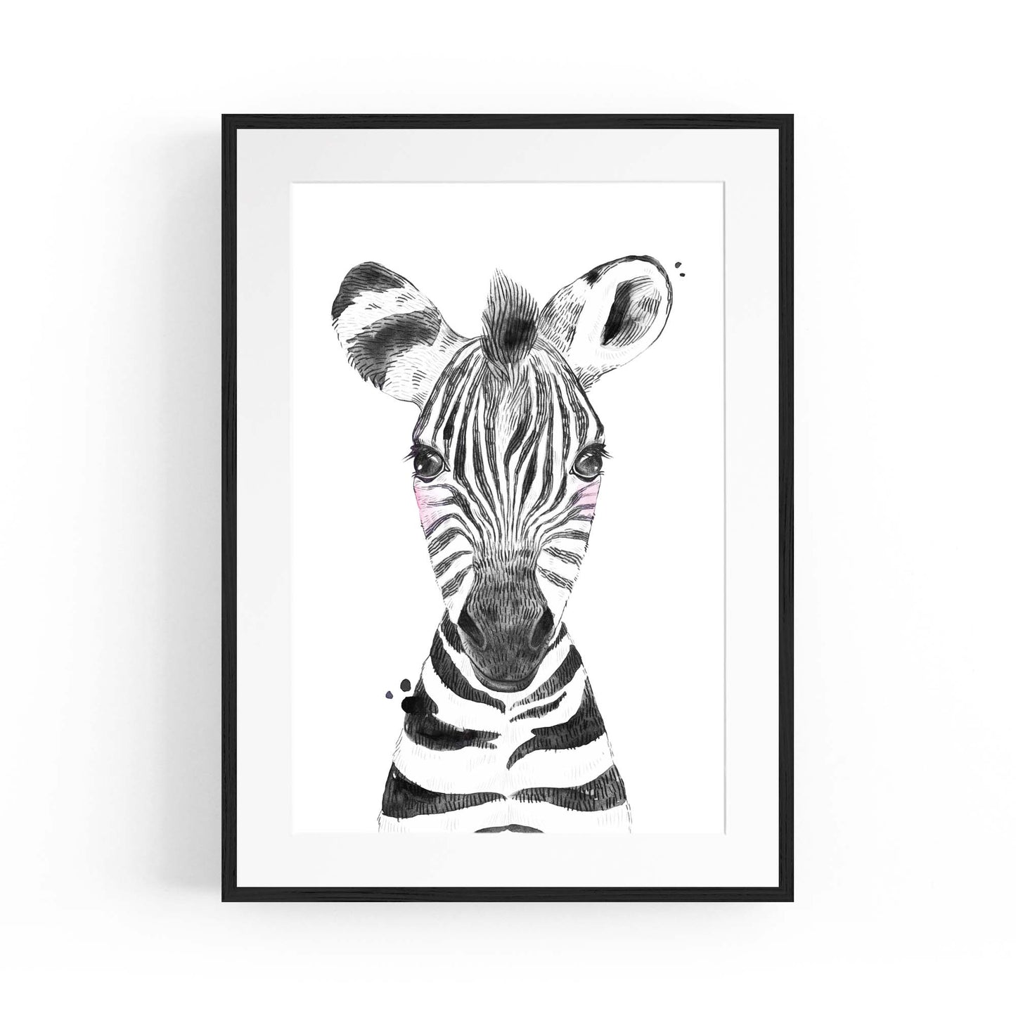 Cute Blushing Baby Zebra Nursery Animal Wall Art - The Affordable Art Company