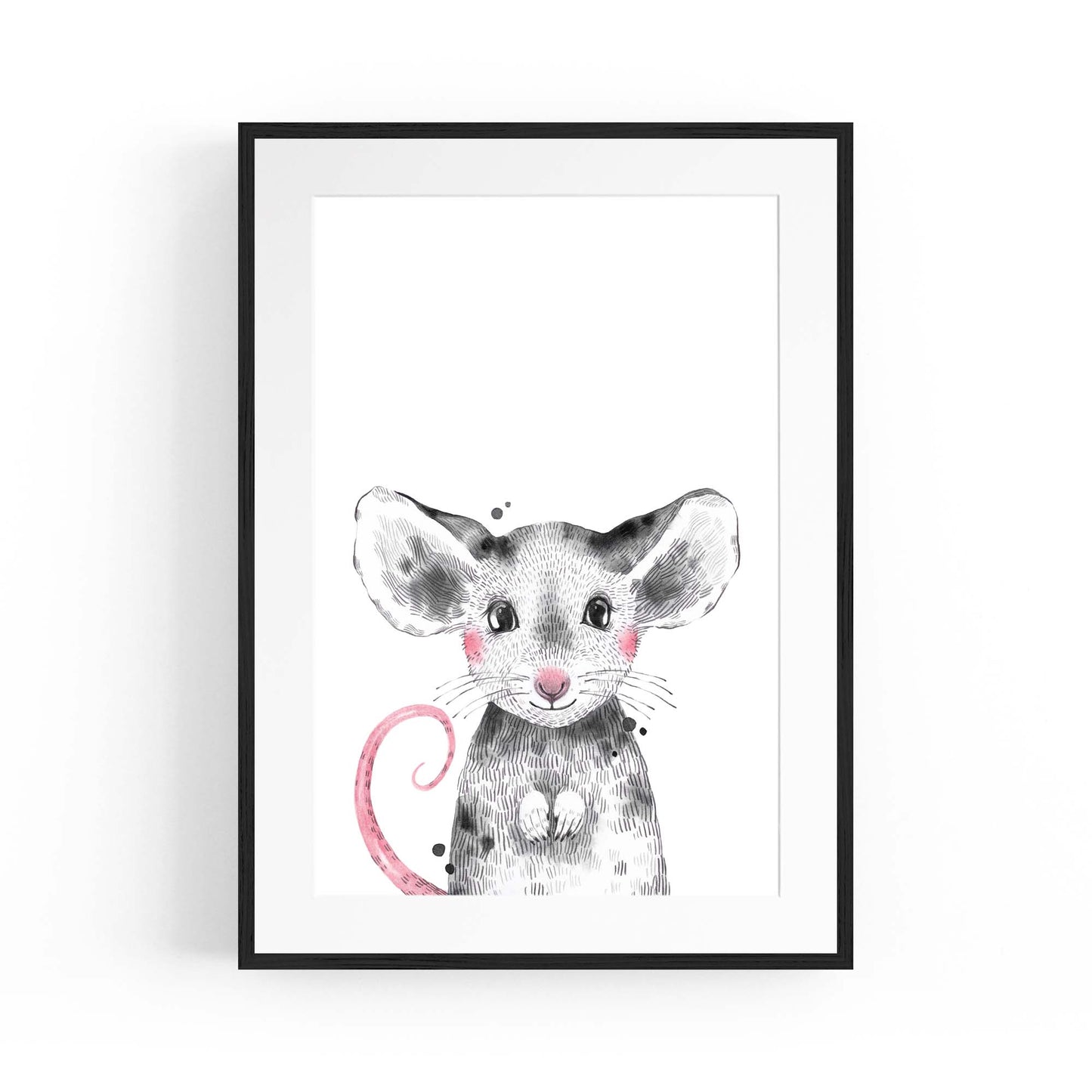 Cute Blushing Baby Mouse Nursery Animal Wall Art - The Affordable Art Company