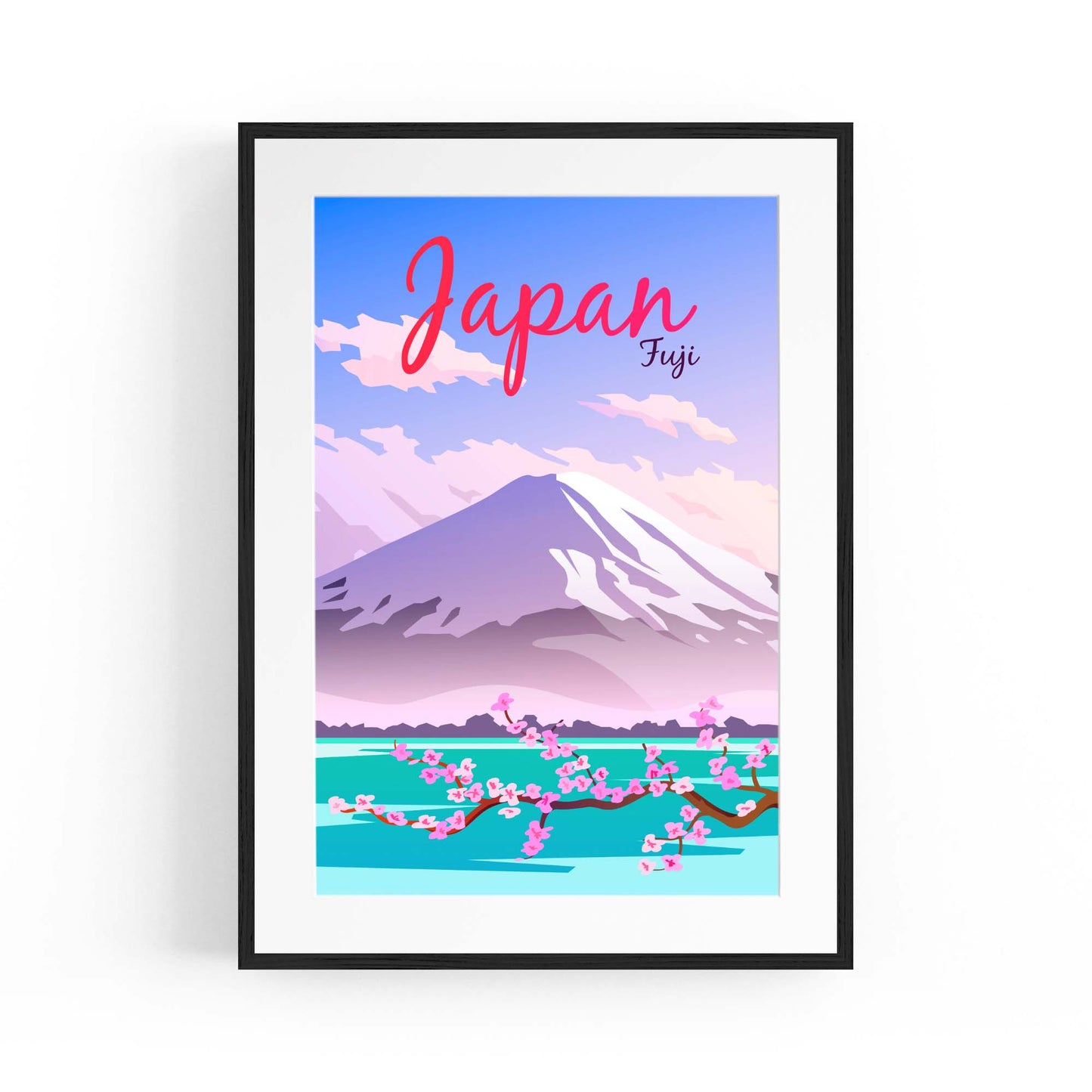 Retro Mount Fuji Japan Travel Vintage Wall Art - The Affordable Art Company