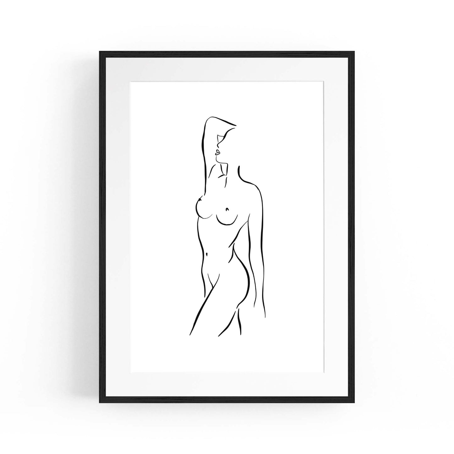 Posed Nude Female Body Minimal Drawing Wall Art #2 - The Affordable Art Company