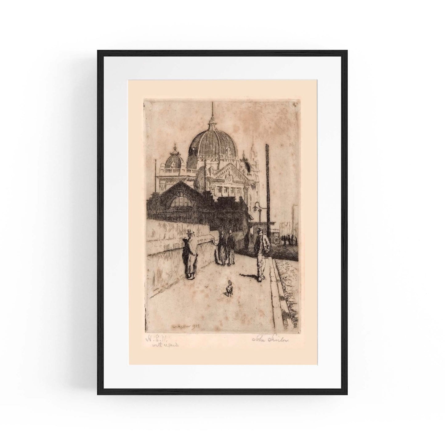 Flinders St Station Melbourne Vintage Drawing Art #2 - The Affordable Art Company