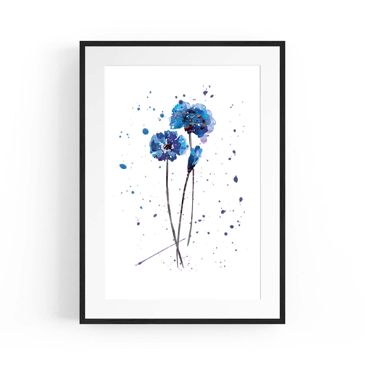 Scandi Blue Flower Design Minimal Kitchen Wall Art #1 - The Affordable Art Company