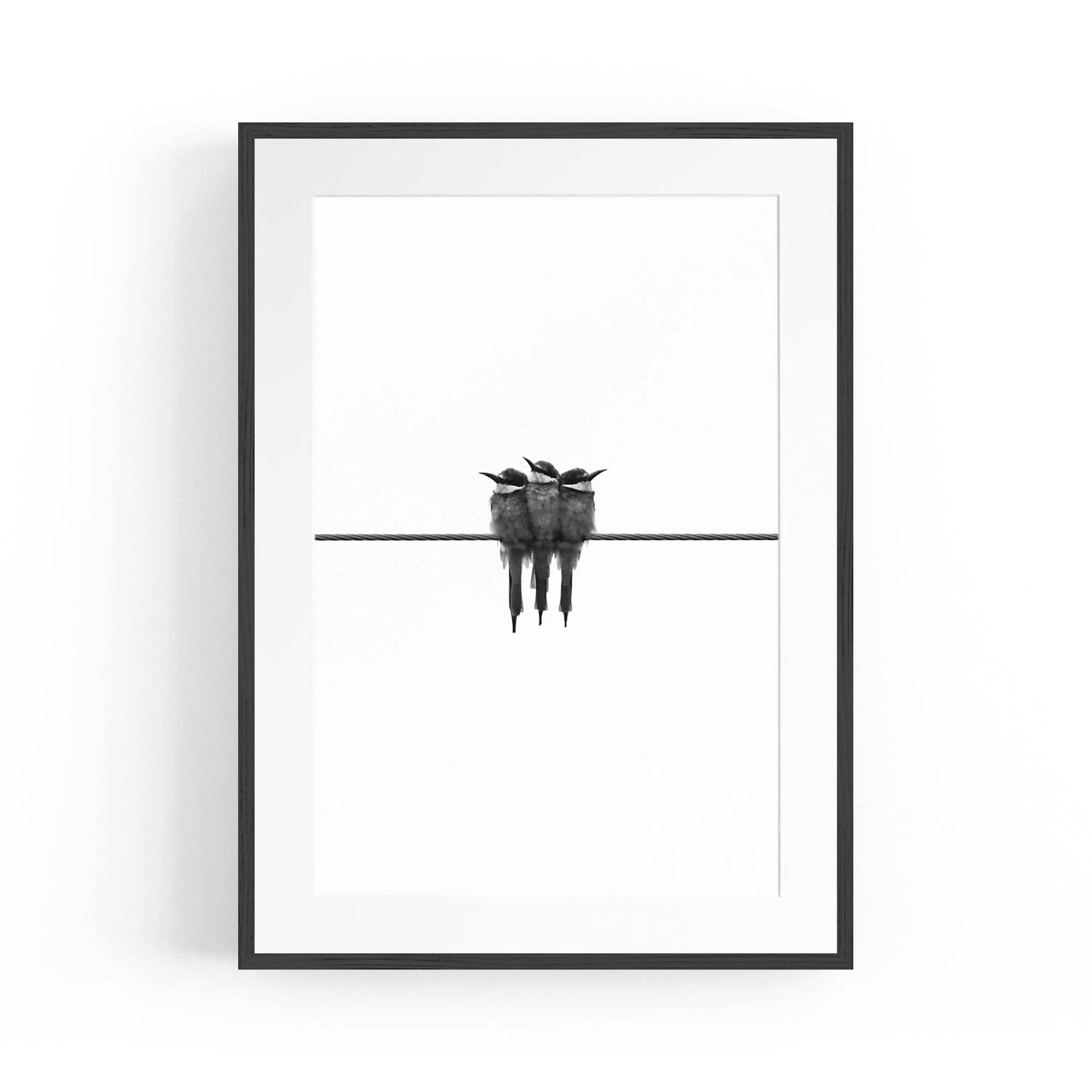 Abstract Bird on Wire Minimal Drawing Wall Art #2 - The Affordable Art Company