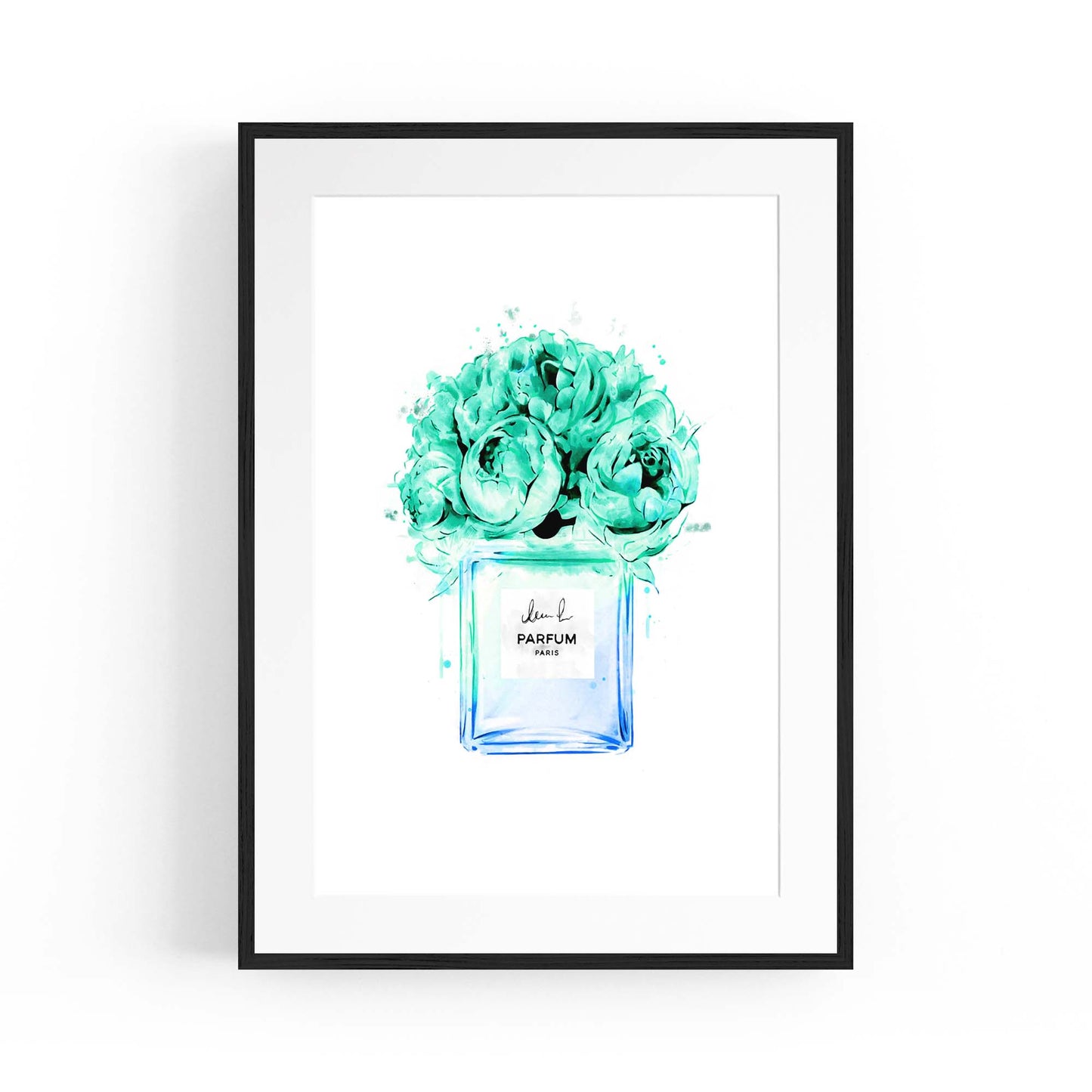 Teal Floral Perfume Bottle Fashion Wall Art #2 - The Affordable Art Company