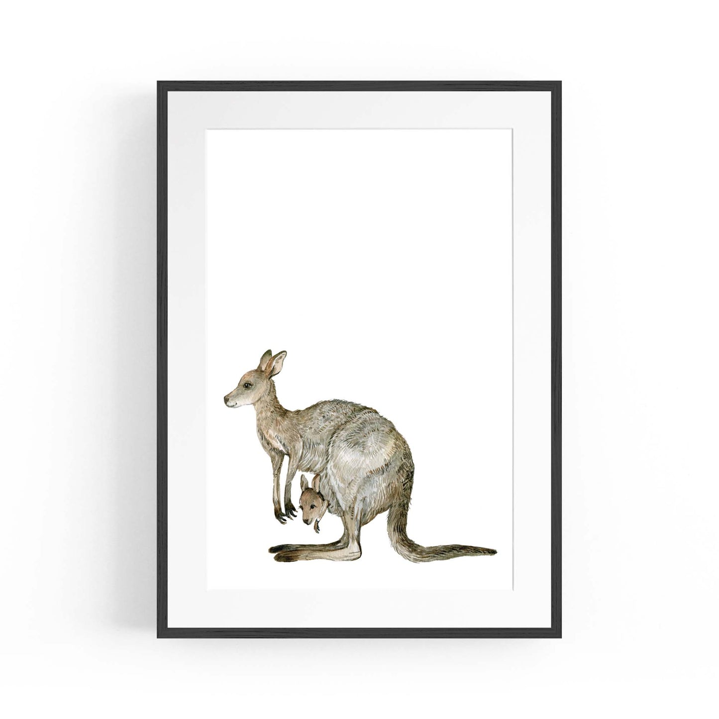 Australian Grey Kangaroo Painting Animal Nursery Art - The Affordable Art Company
