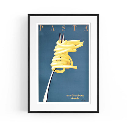 Blue Italian Pasta Vintage Advert Restaurant Wall Art - The Affordable Art Company
