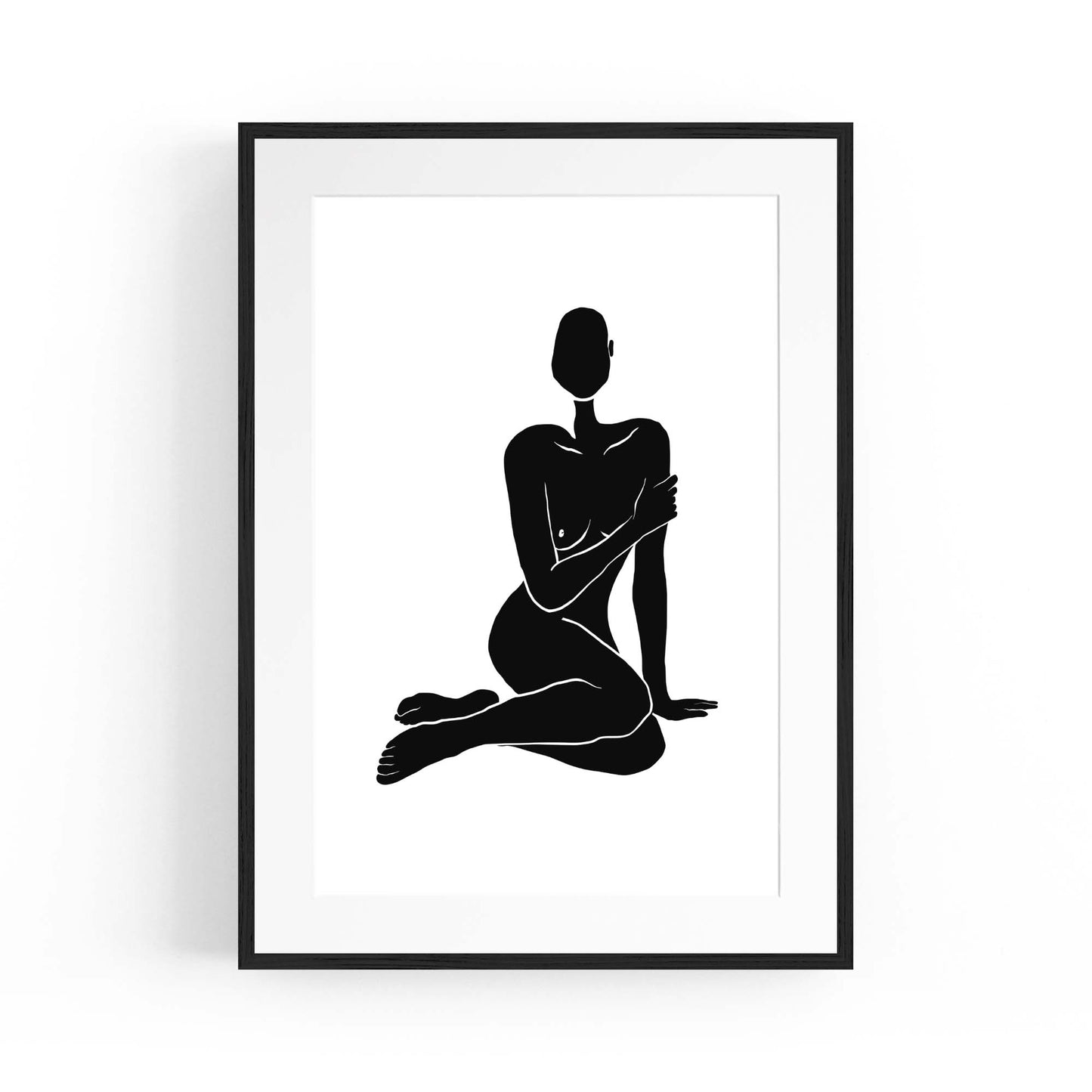 Minimal Female Nude Abstract Black Wall Art - The Affordable Art Company