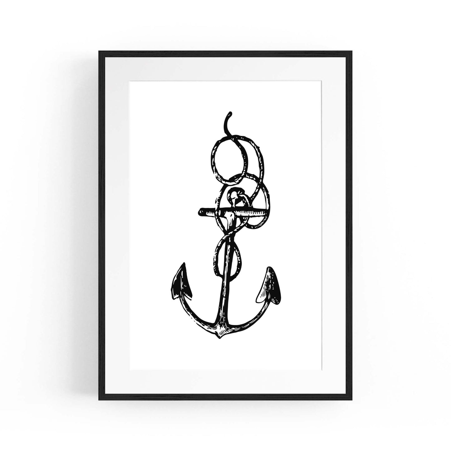 Anchor Drawing Nautical Coastal Bathroom Wall Art #1 - The Affordable Art Company