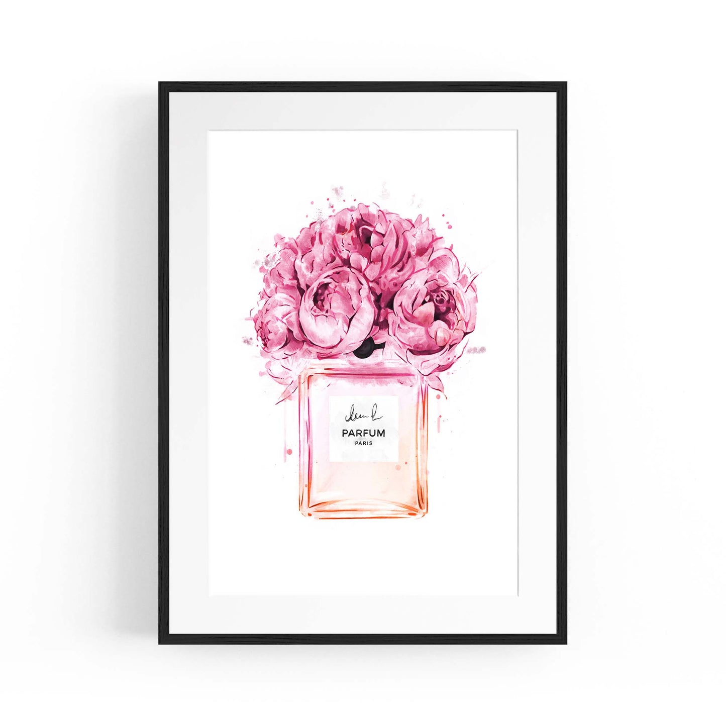 Pink Flowers Perfume Bottle Fashion Wall Art - The Affordable Art Company