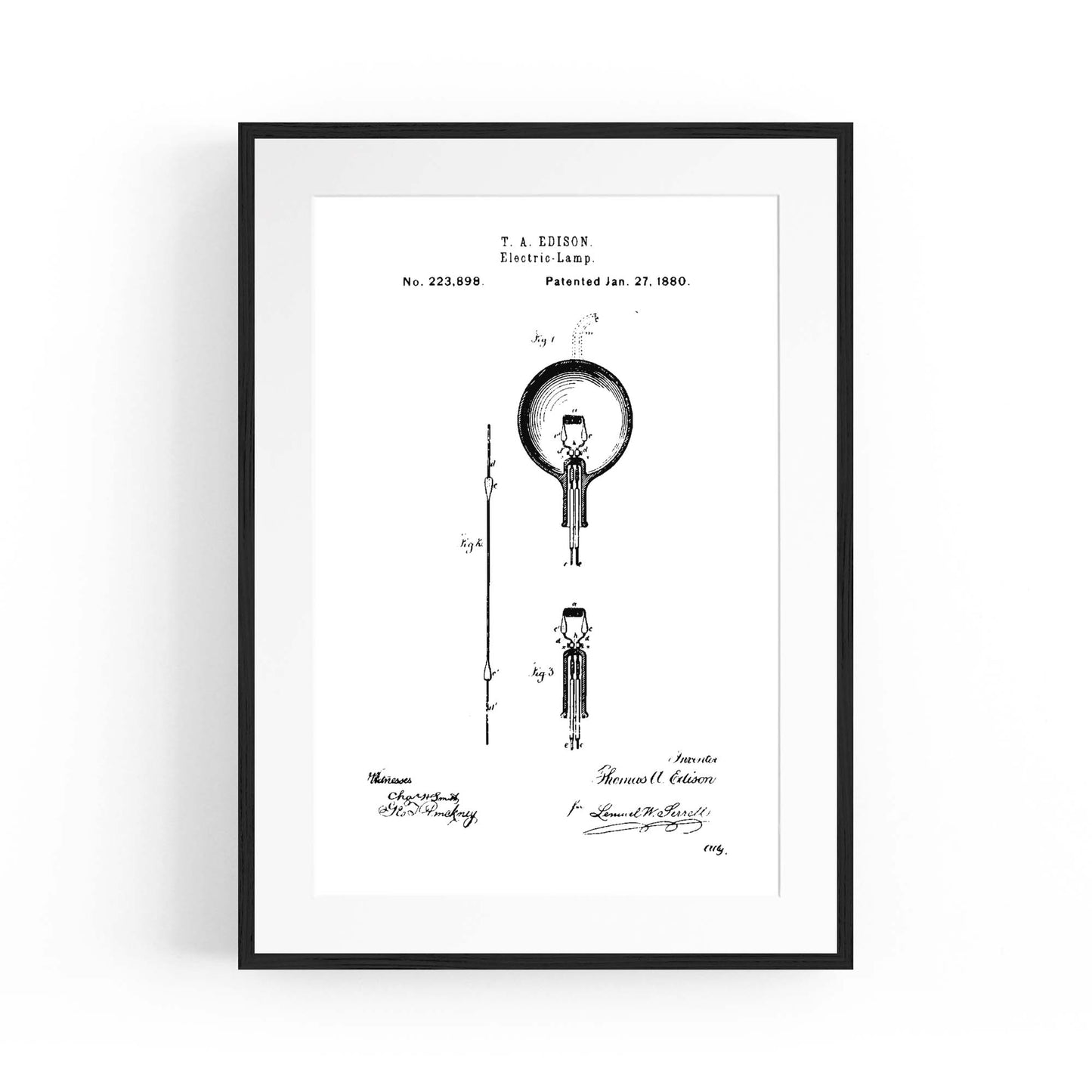 Vintage Edison Light Bulb Patent Wall Art #2 - The Affordable Art Company