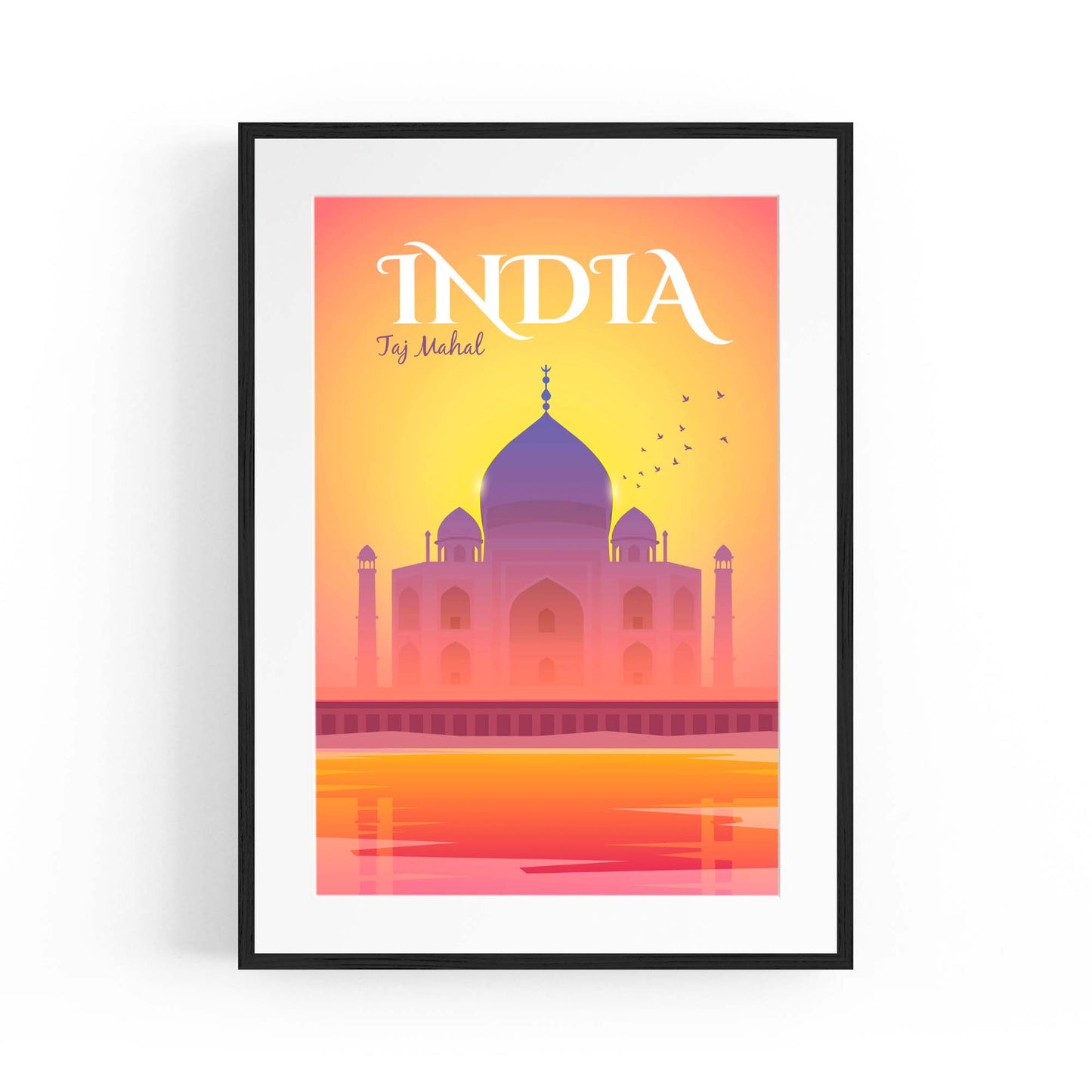 Retro Taj Mahal, India Vintage Travel Wall Art - The Affordable Art Company