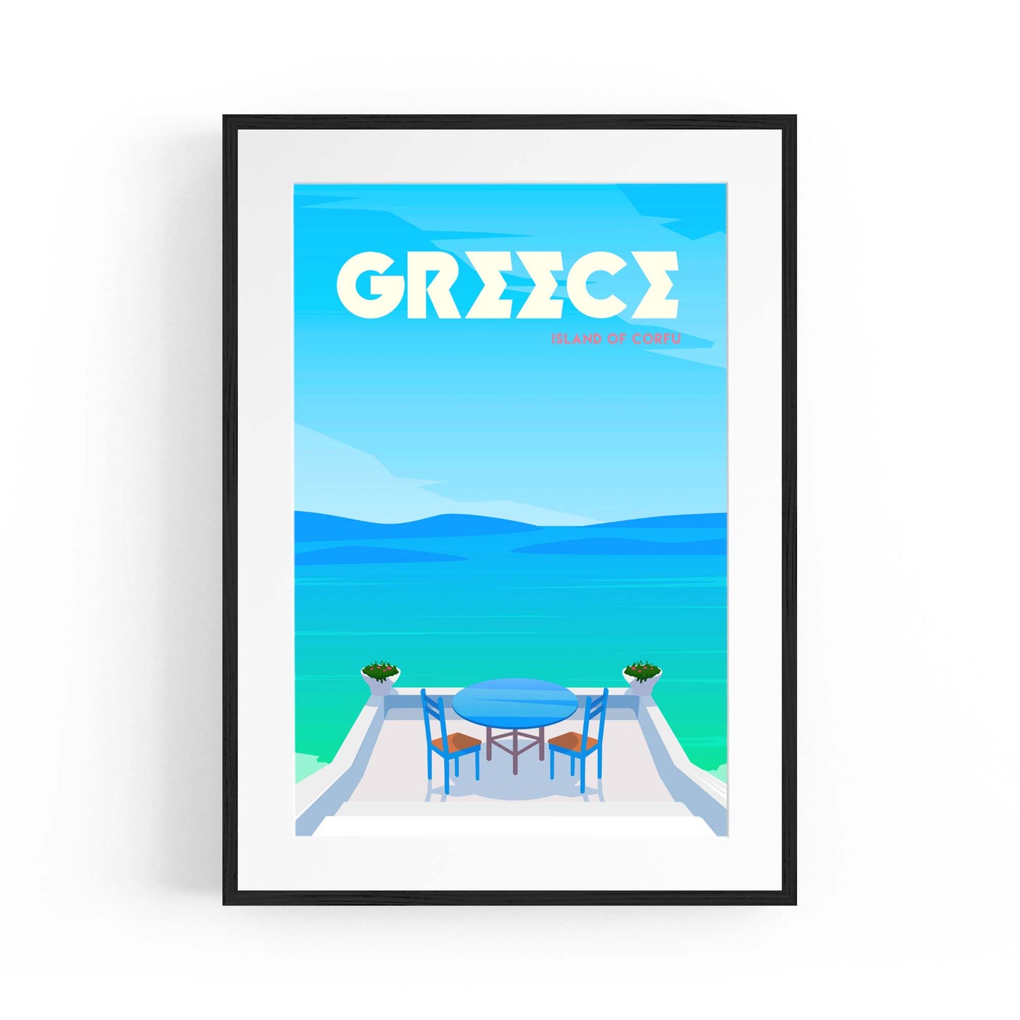 Retro Corfu Greece Travel Vintage Wall Art - The Affordable Art Company