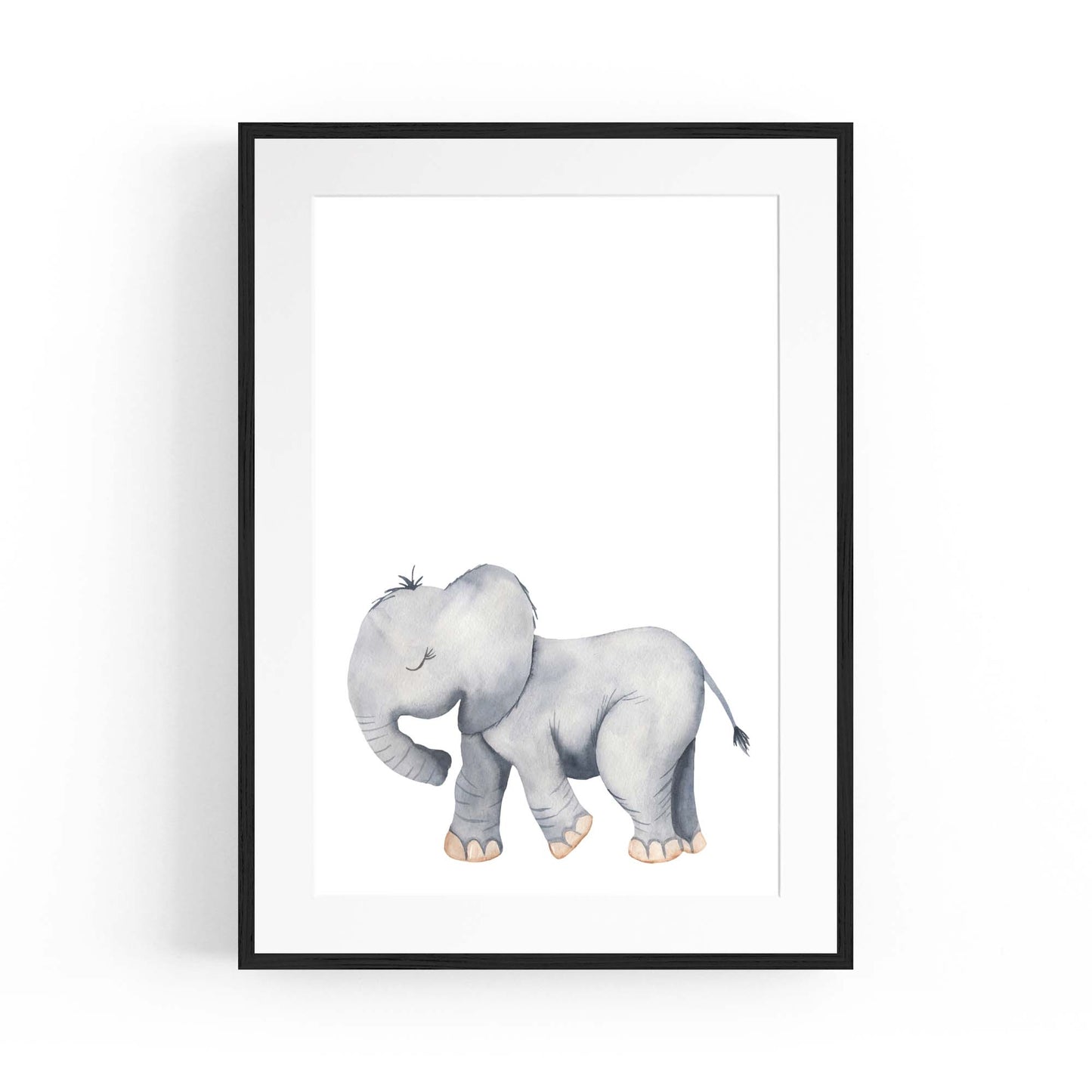 Cartoon Elephant Cute Nursery Baby Animal Wall Art #2 - The Affordable Art Company