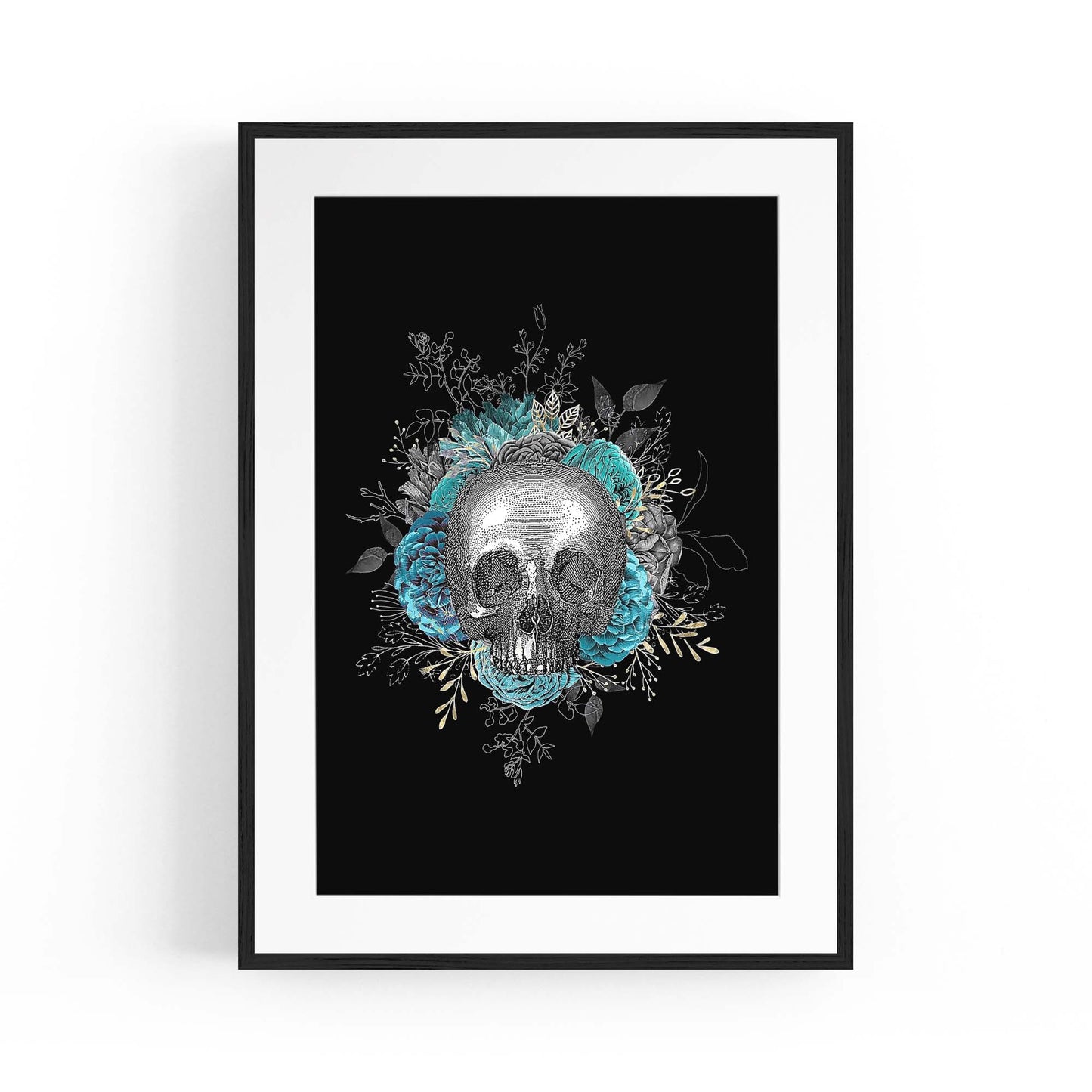 Vintage Skull Black Gothic Fashion Wall Art - The Affordable Art Company