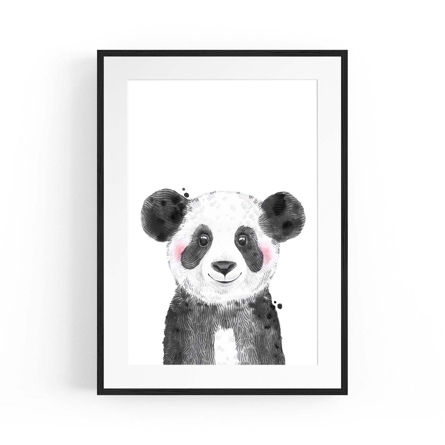 Cute Blushing Baby Panda Nursery Animal Wall Art - The Affordable Art Company