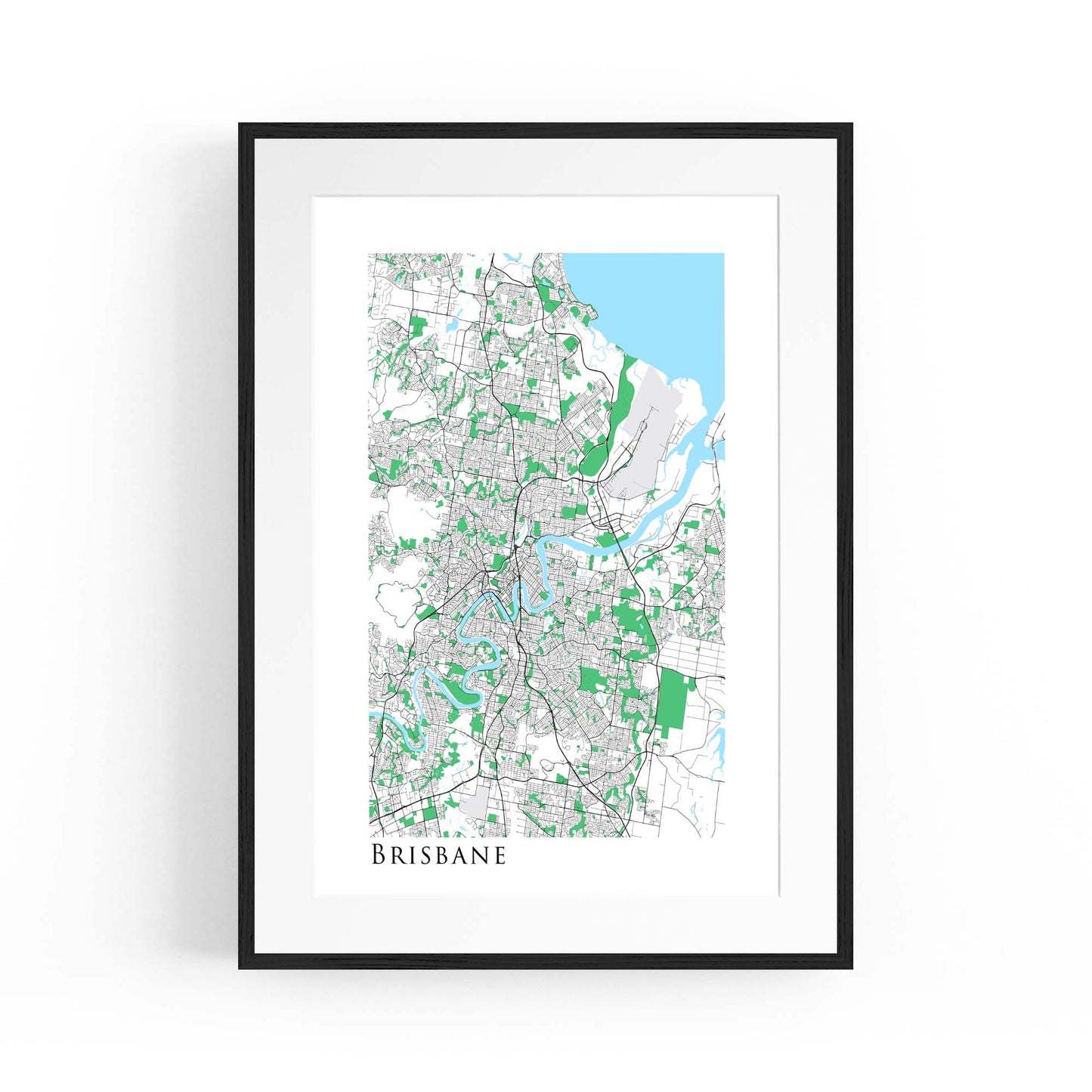 Minimal Brisbane Map Modern Queensland Wall Art - The Affordable Art Company