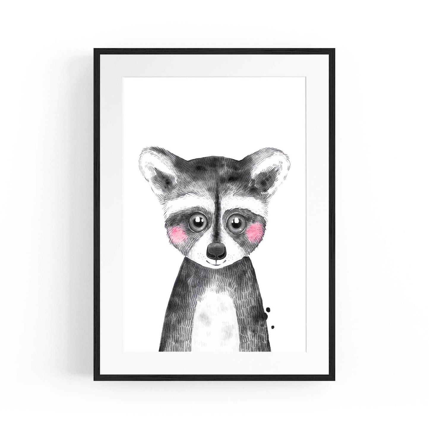 Cute Blushing Baby Raccoon Nursery Animal Wall Art - The Affordable Art Company