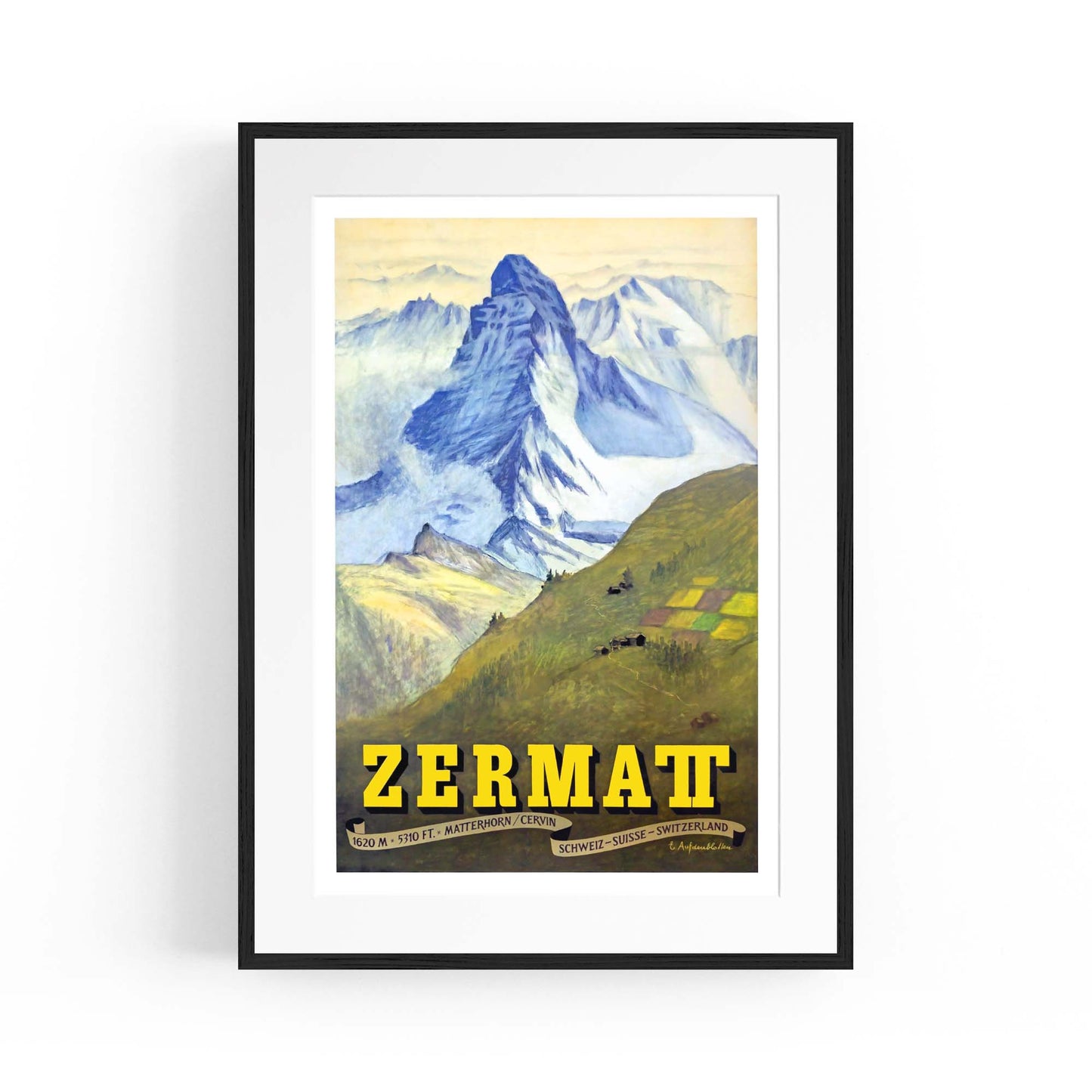 Zermatt Switzerland Vintage Travel Advert Wall Art - The Affordable Art Company