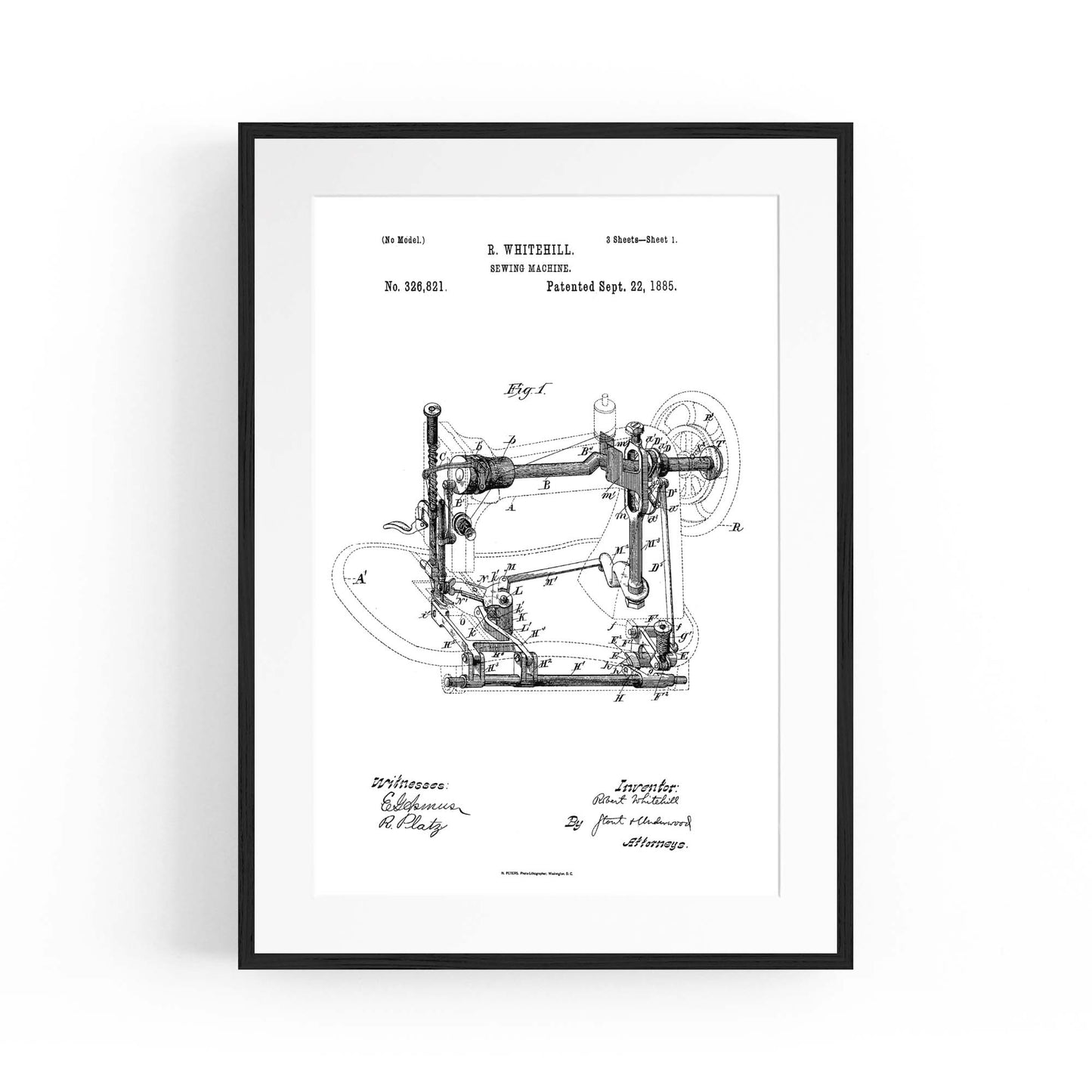Vintage Sewing Machine Patent Wall Art #2 - The Affordable Art Company