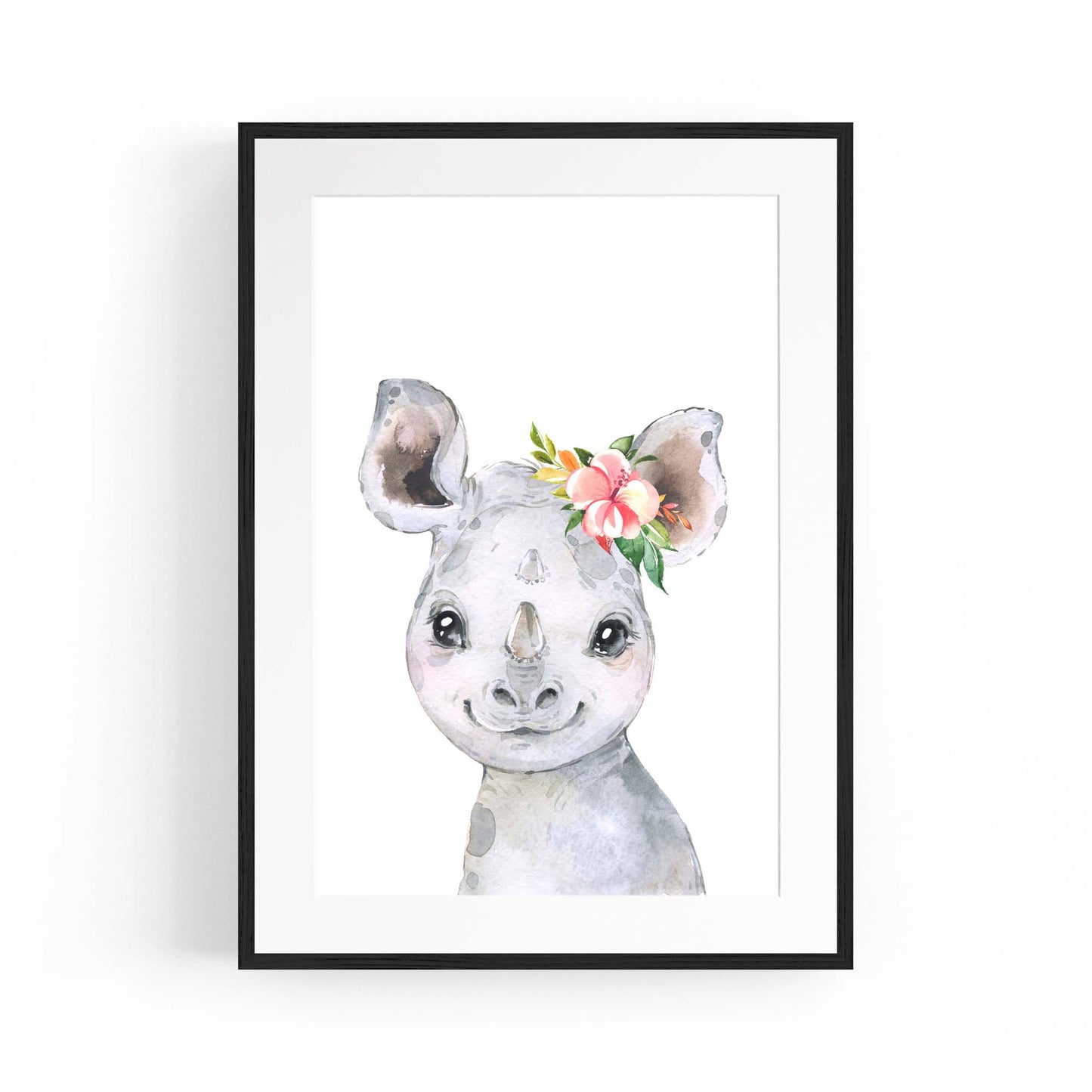 Cute Baby Rhino Nursery Animal Gift Wall Art - The Affordable Art Company