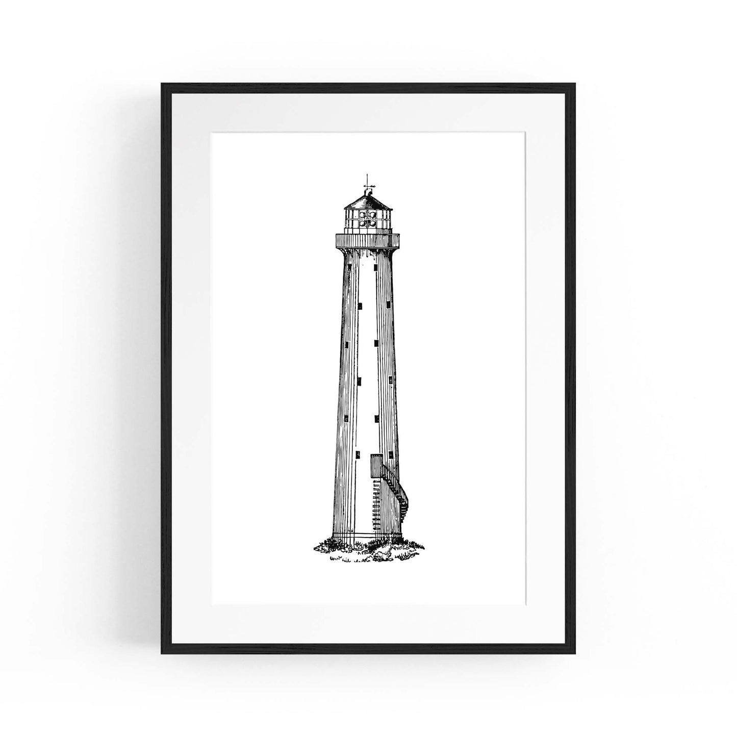 Lighthouse Coastal Drawing Nautical Wall Art - The Affordable Art Company