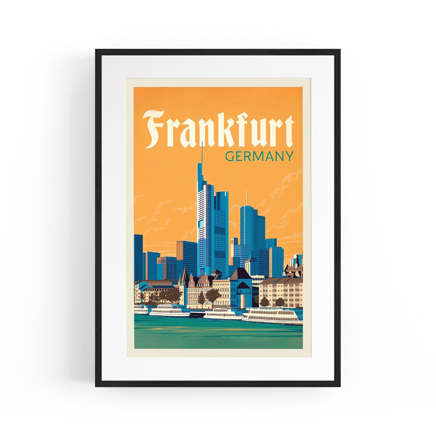 Retro Frankfurt, Germany Travel Advert Wall Art - Portsby
