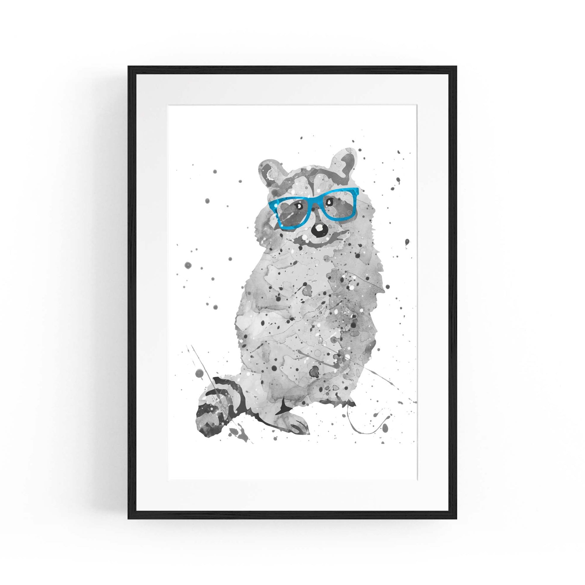Raccoon Nursery Cartoon Cute Baby Wall Art - The Affordable Art Company