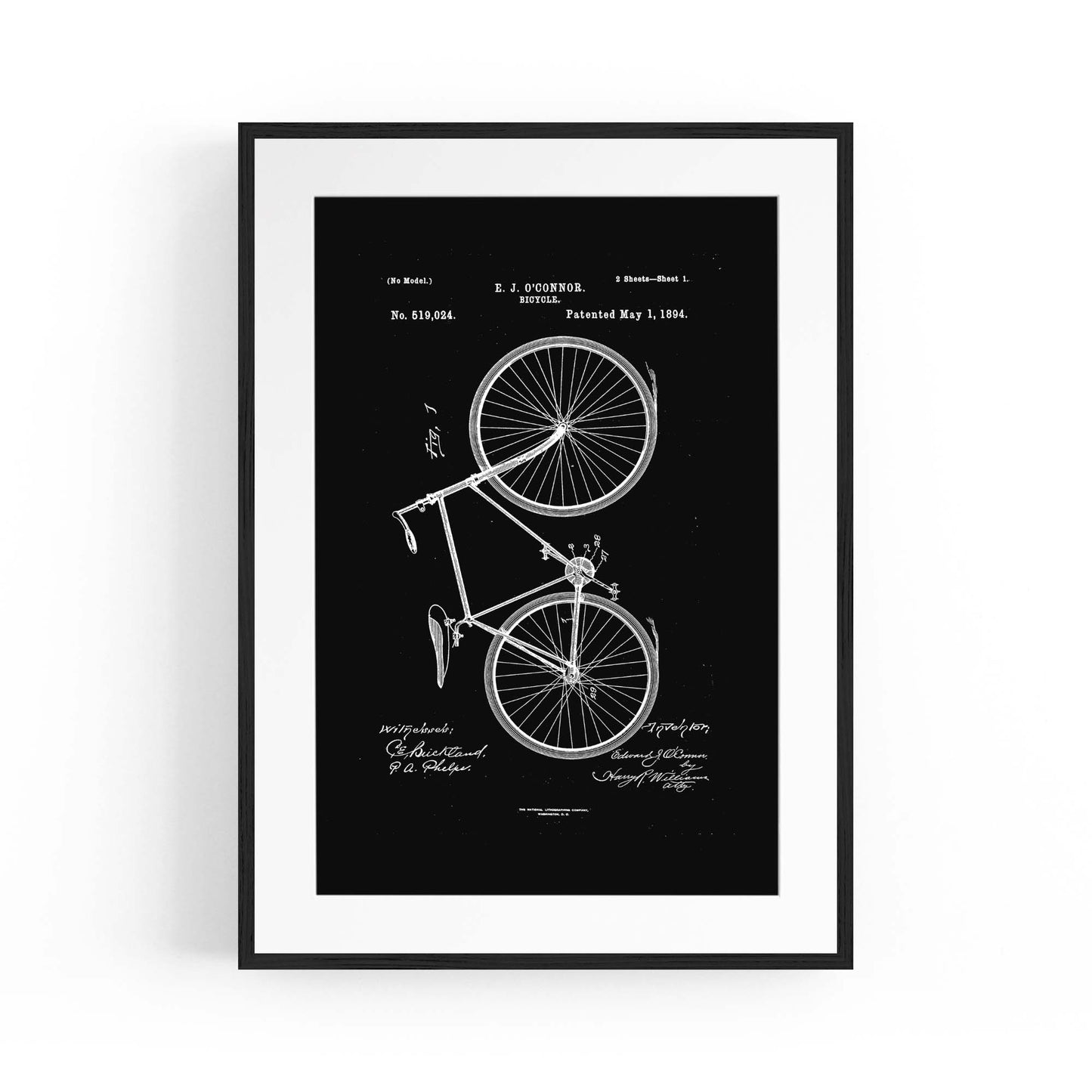 Vintage Bicycle Patent Cycling Cyclist Gift Wall Art #1 - The Affordable Art Company