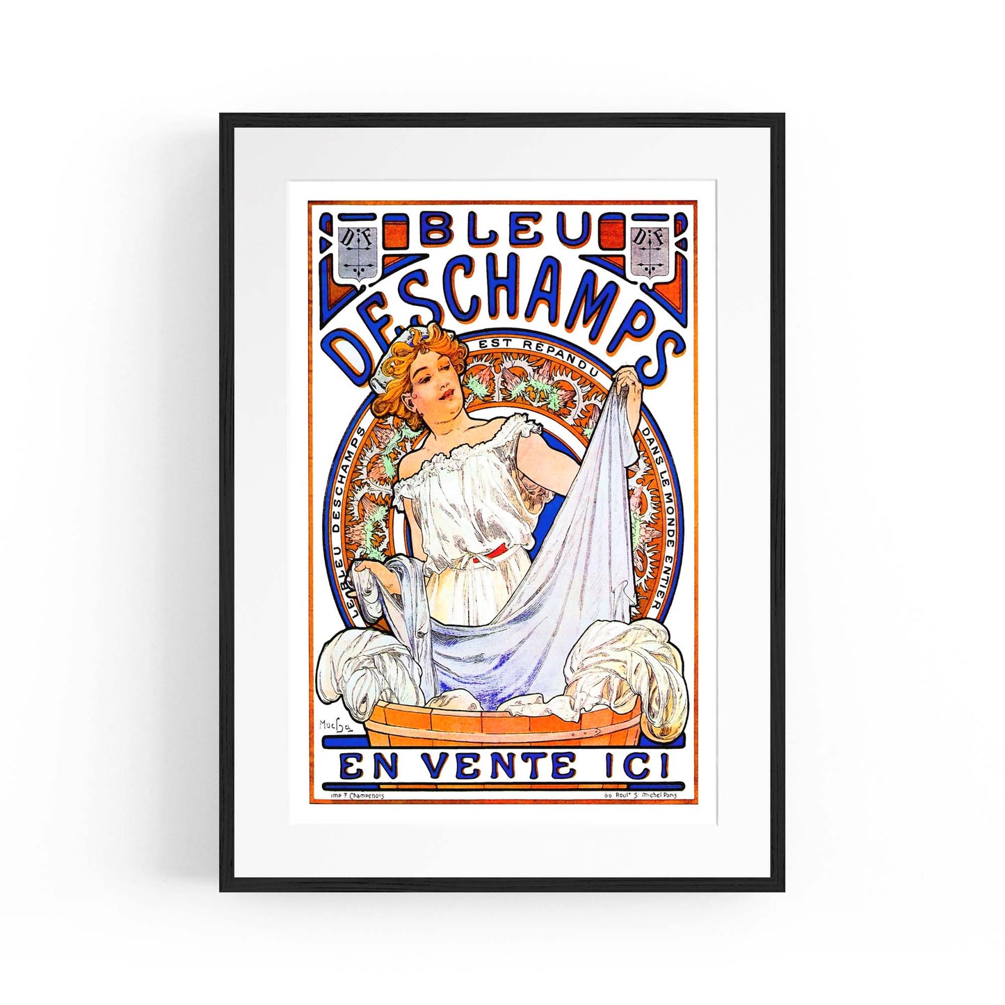 Bleu Deschamps French Vintage Advert Wall Art - The Affordable Art Company