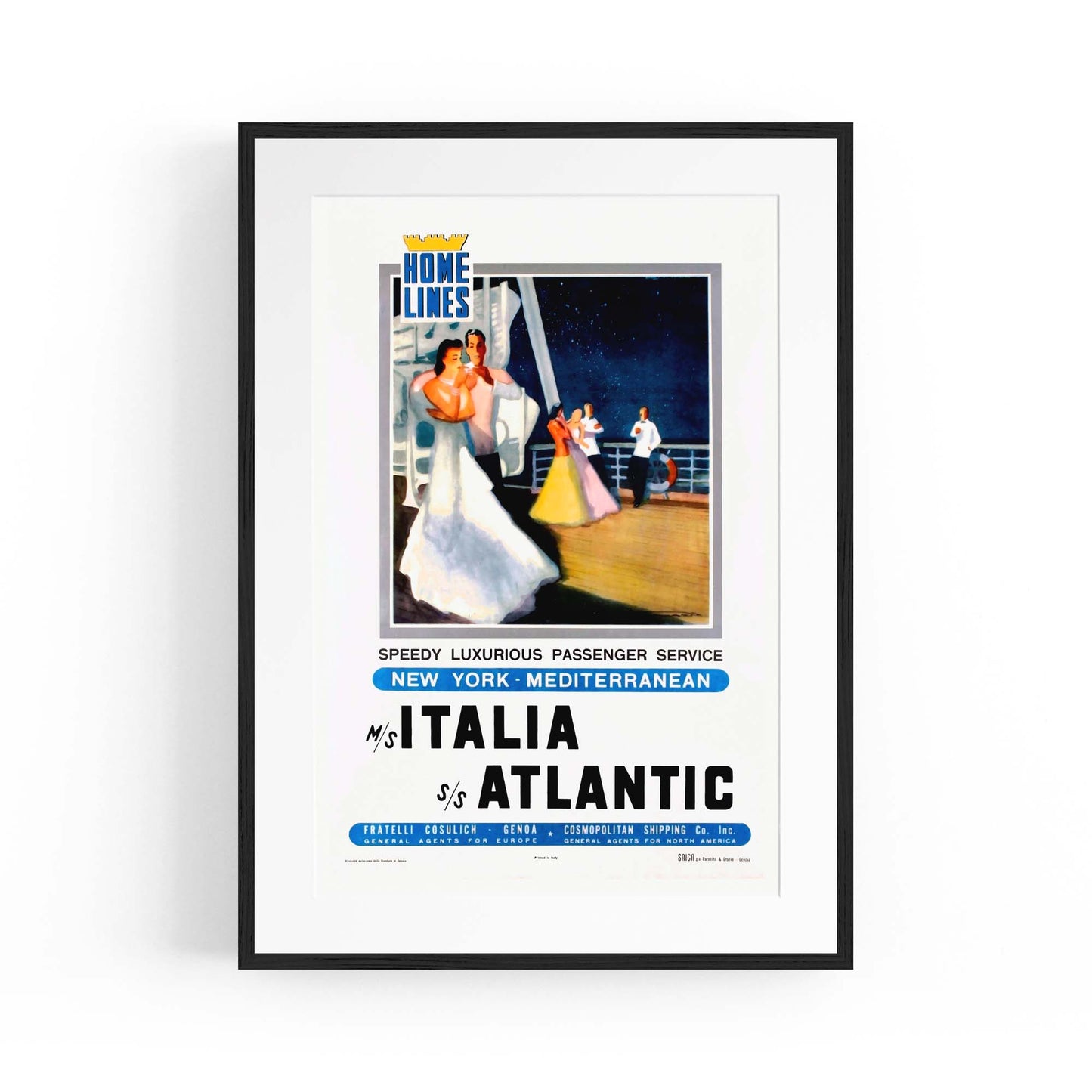 Italia Atlantic Vintage Travel Advert Wall Art - The Affordable Art Company