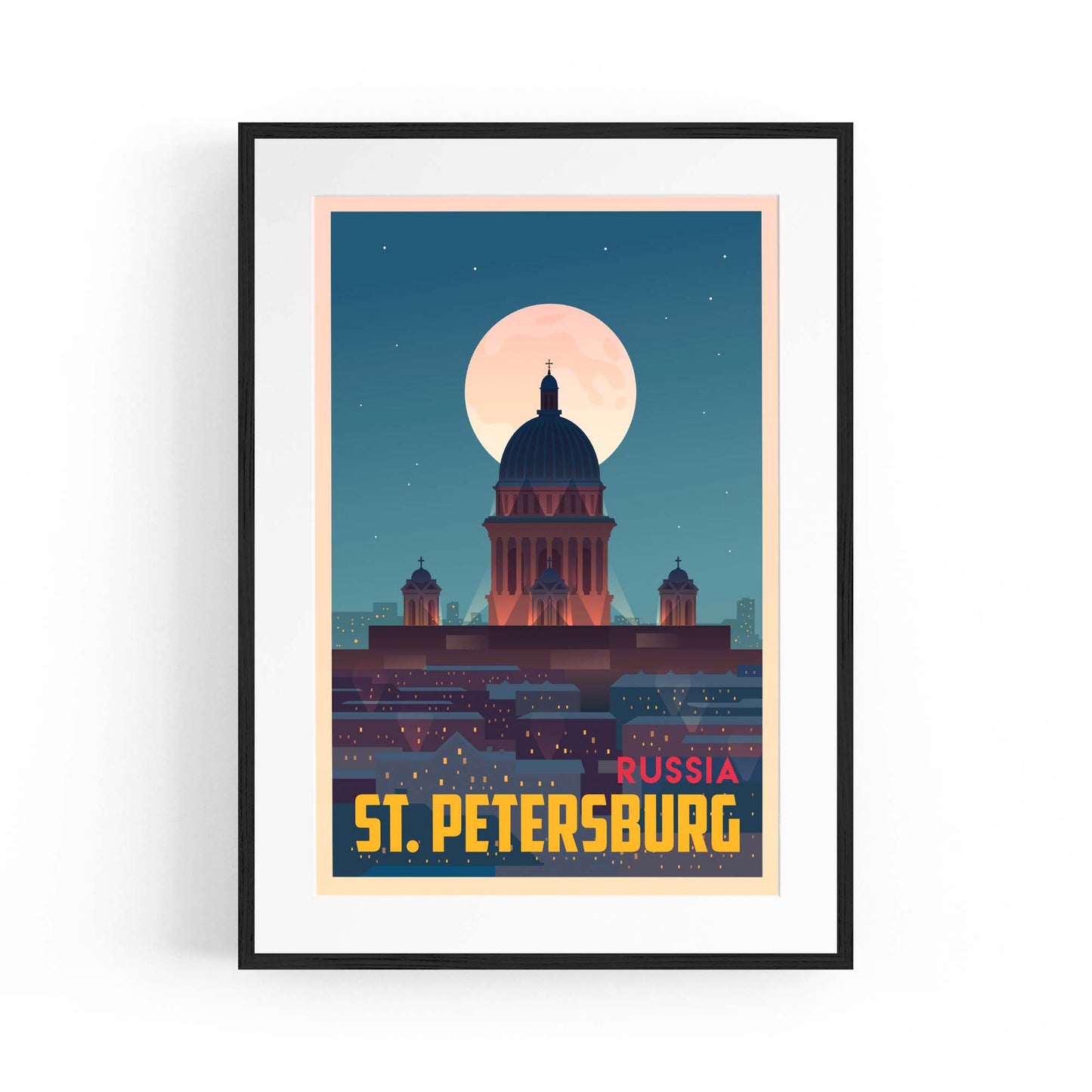 Retro St Petersburg Russia Vintage Travel Wall Art - The Affordable Art Company