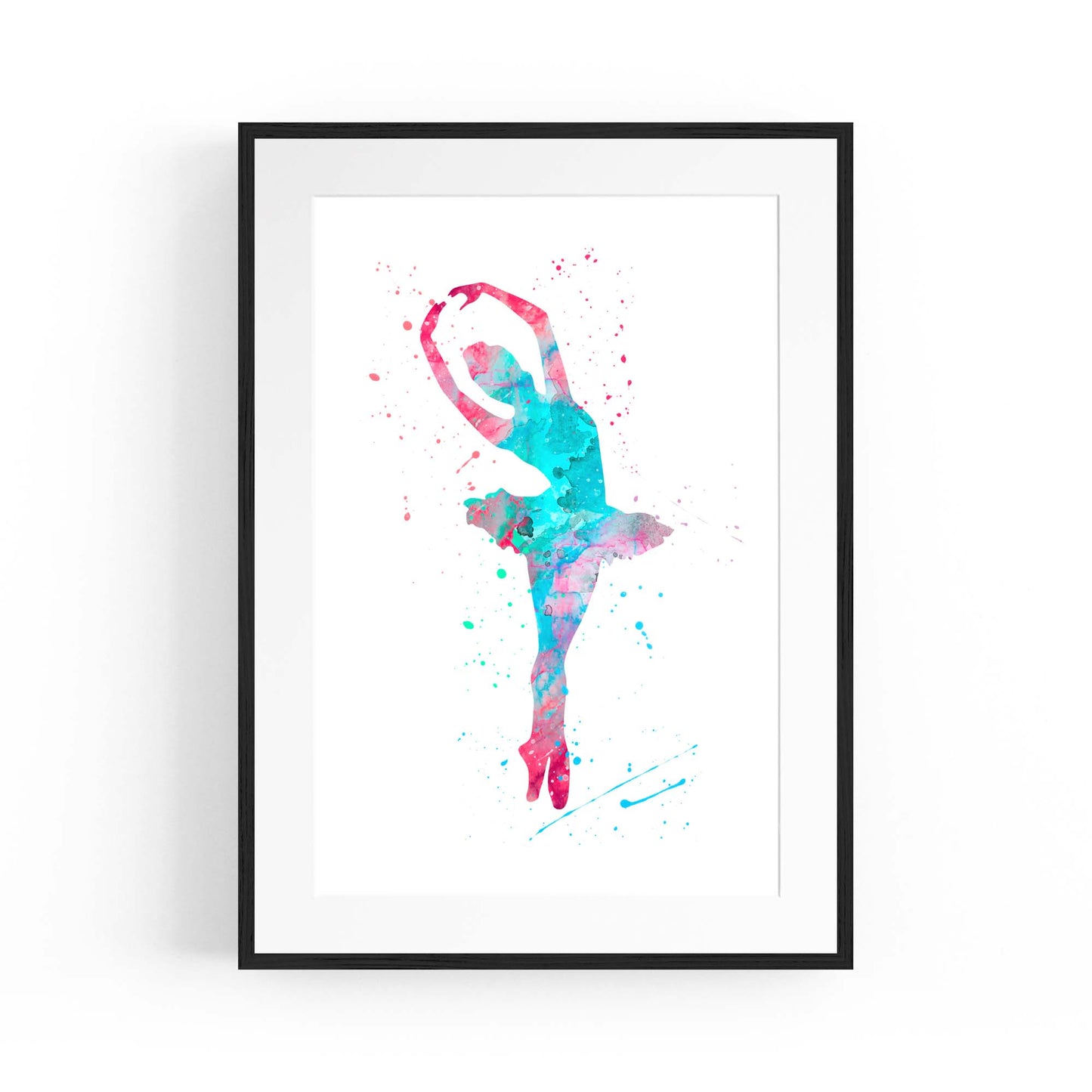 Blue & Pink Ballerina Girls Bedroom Ballet Wall Art - The Affordable Art Company