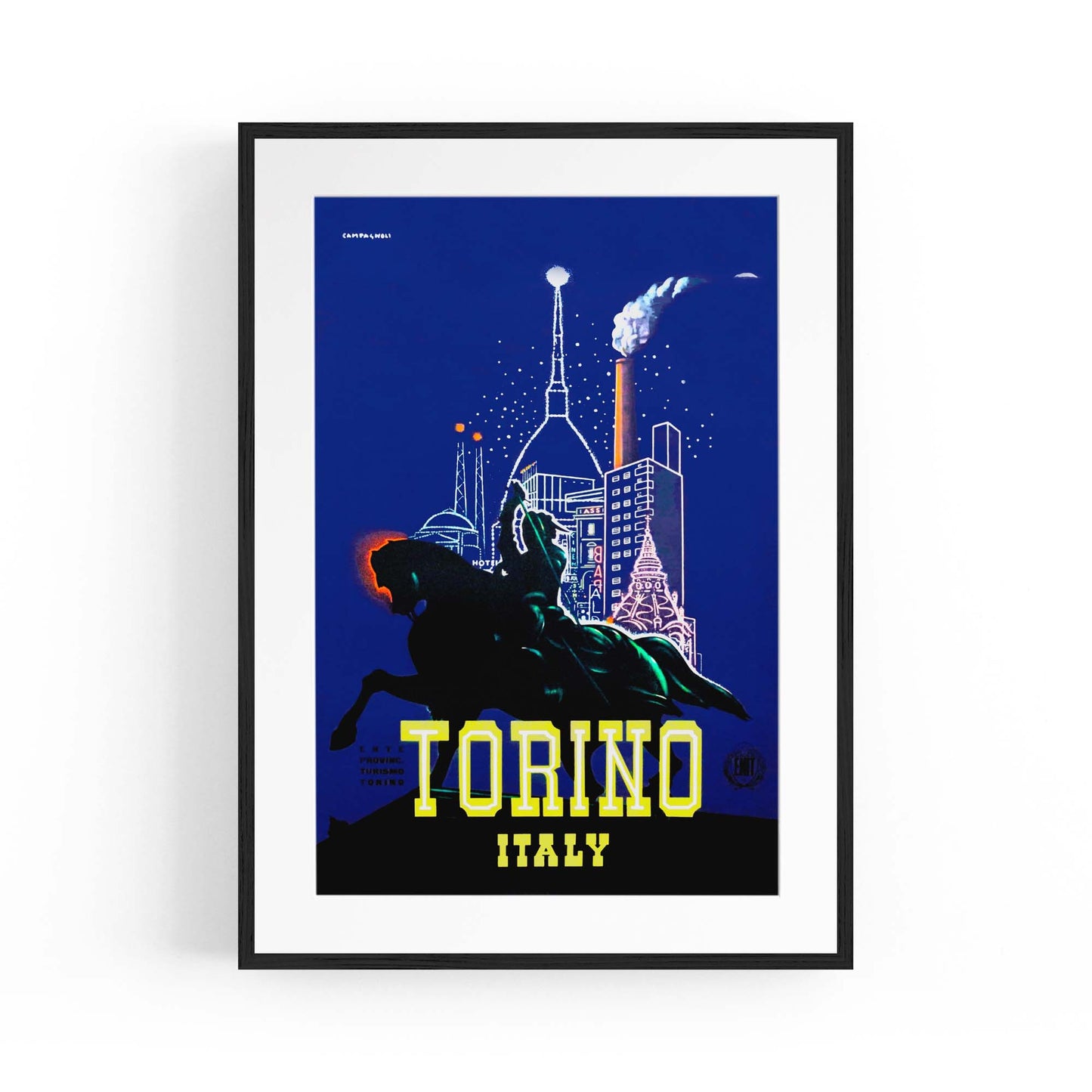 Torino Italy Vintage Travel Advert Wall Art - The Affordable Art Company