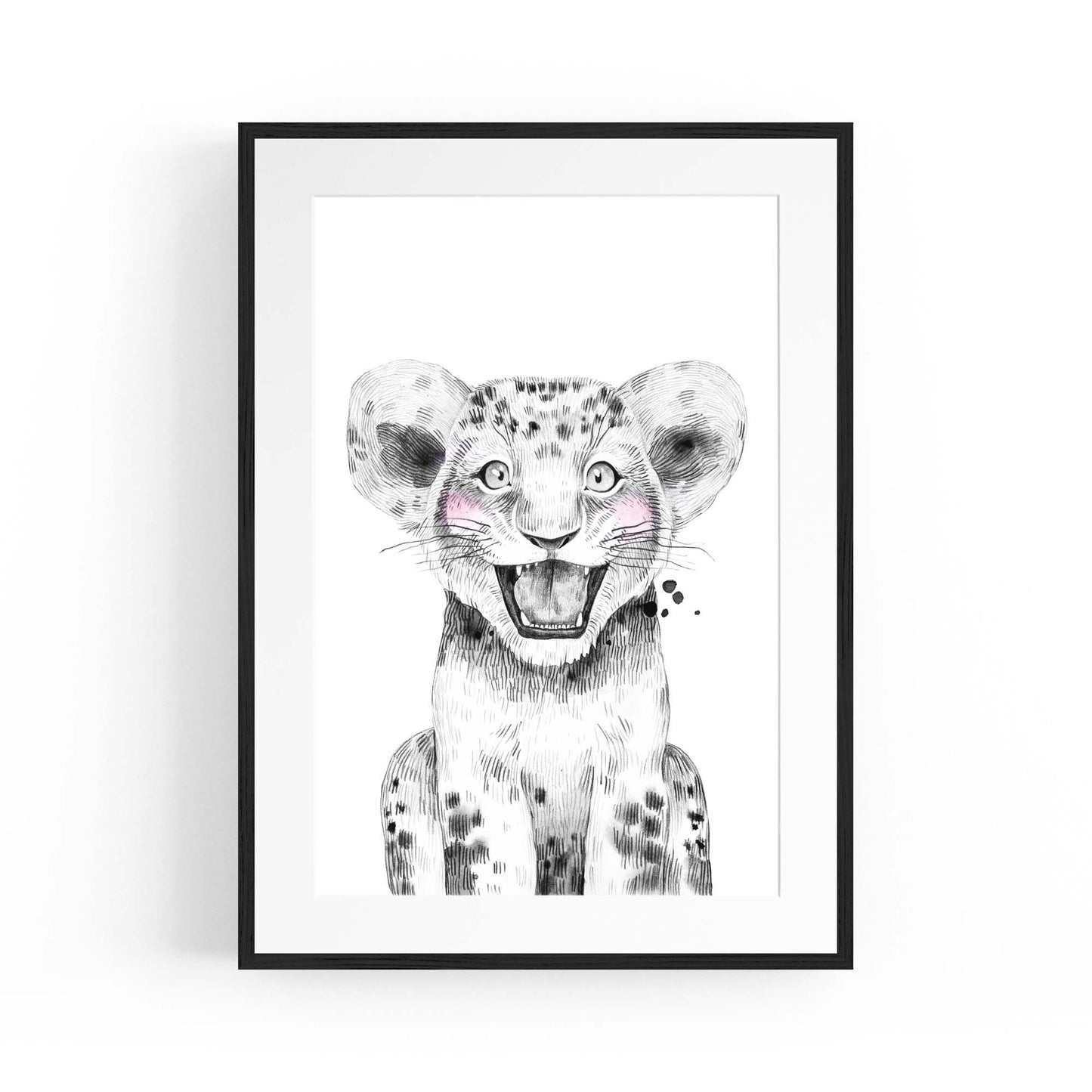 Cute Blushing Baby Lion Nursery Animal Wall Art - The Affordable Art Company