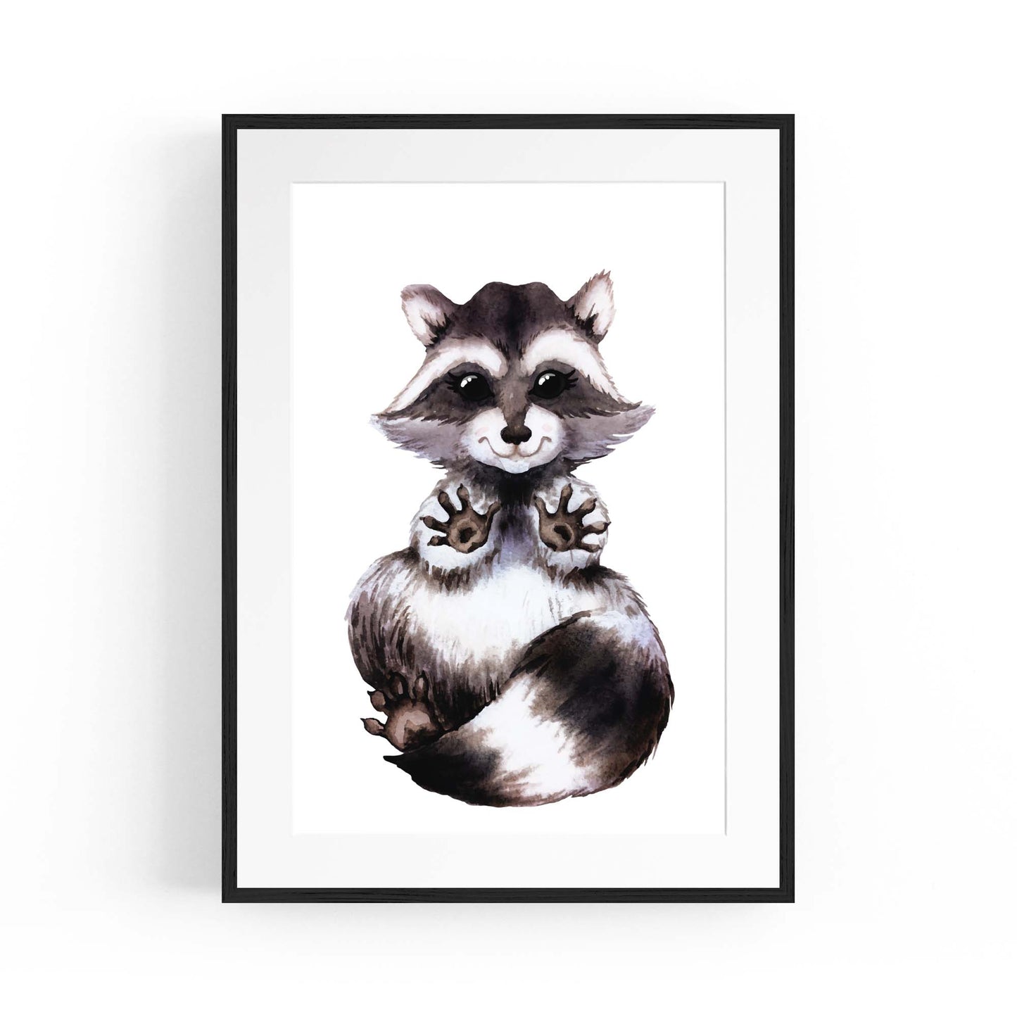 Cartoon Raccoon Cute Nursery Baby Animal Art - The Affordable Art Company