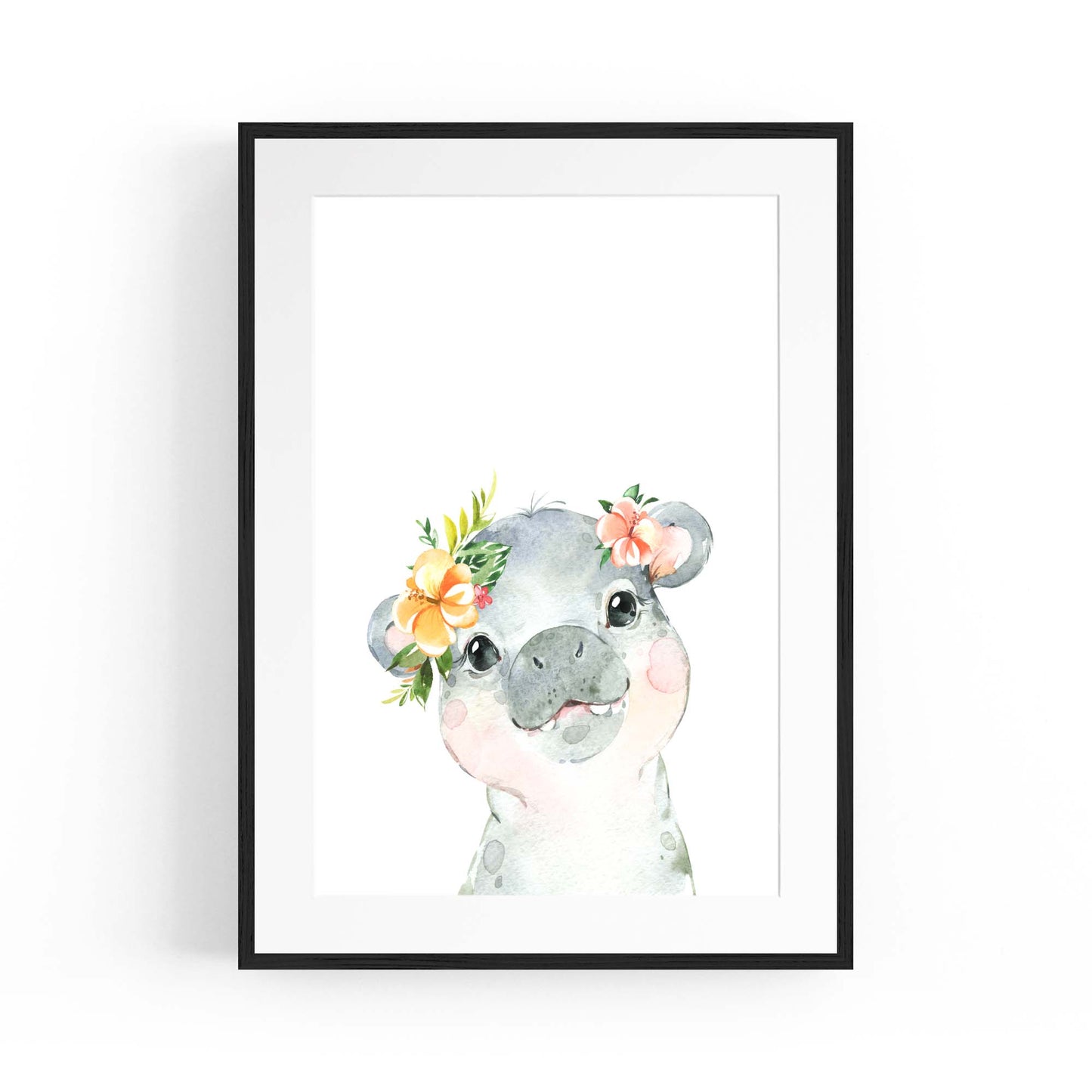 Cute Baby Hippo Nursery Animal Gift Wall Art #2 - The Affordable Art Company