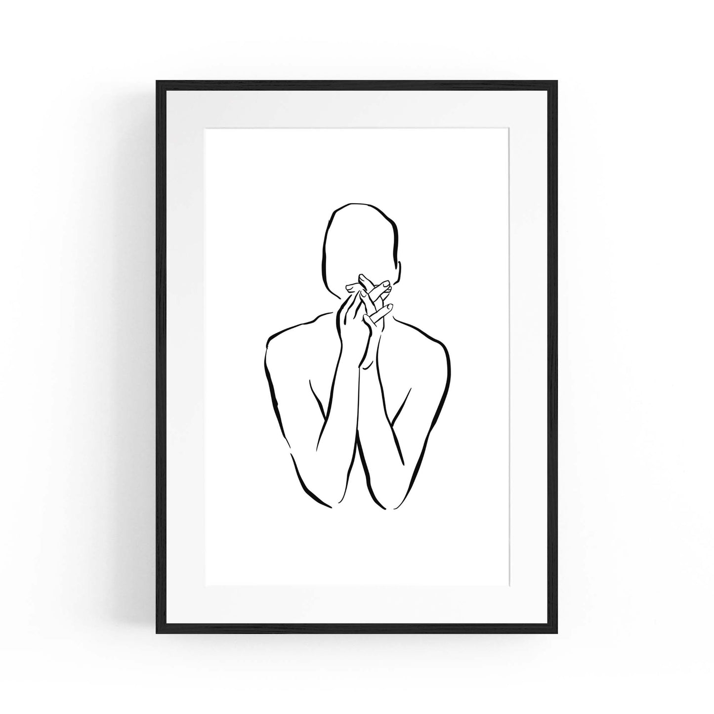 Thinking Nude Female Minimal Line Body Wall Art - The Affordable Art Company