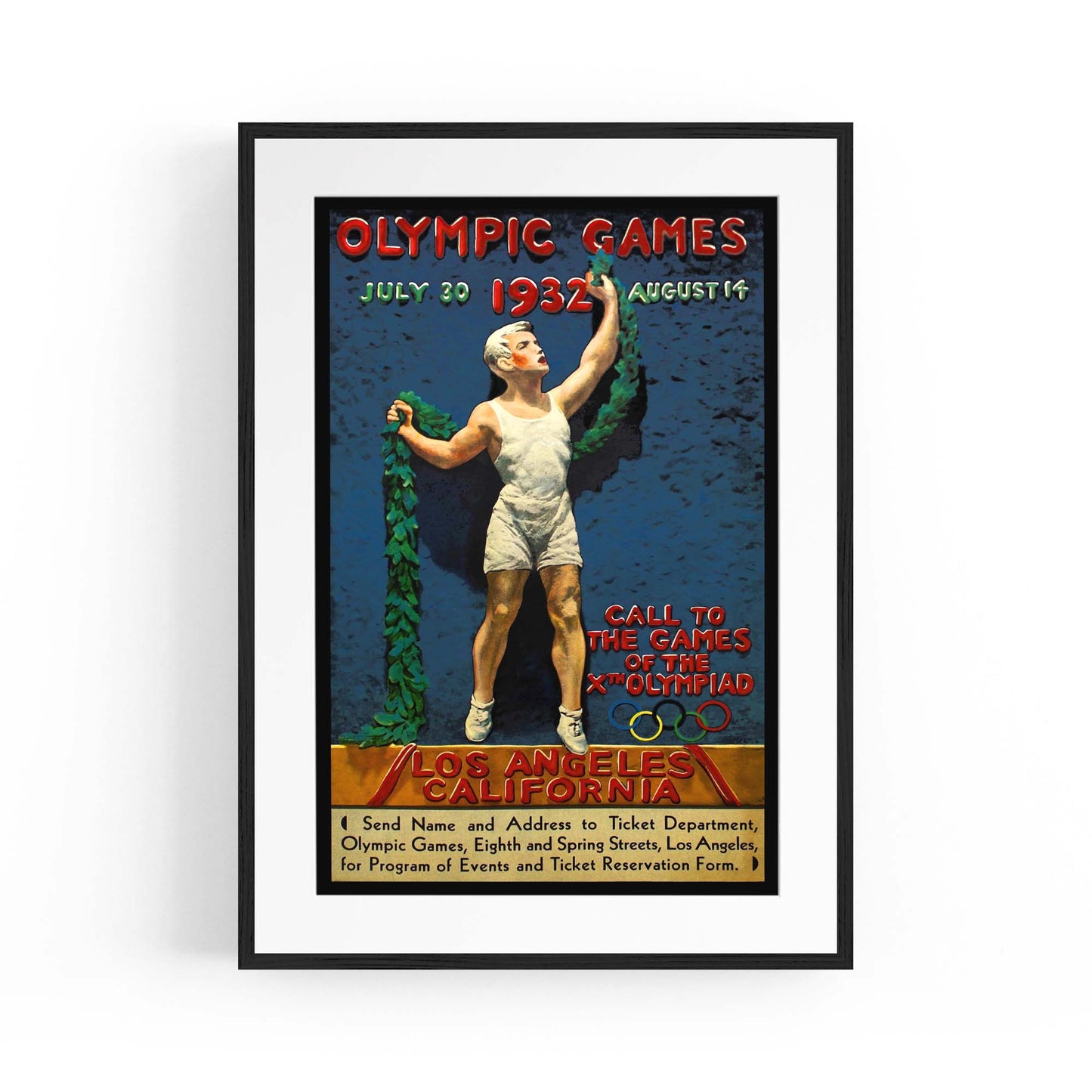 1936 Los Angeles Olympics Vintage Sports Advert Wall Art - The Affordable Art Company