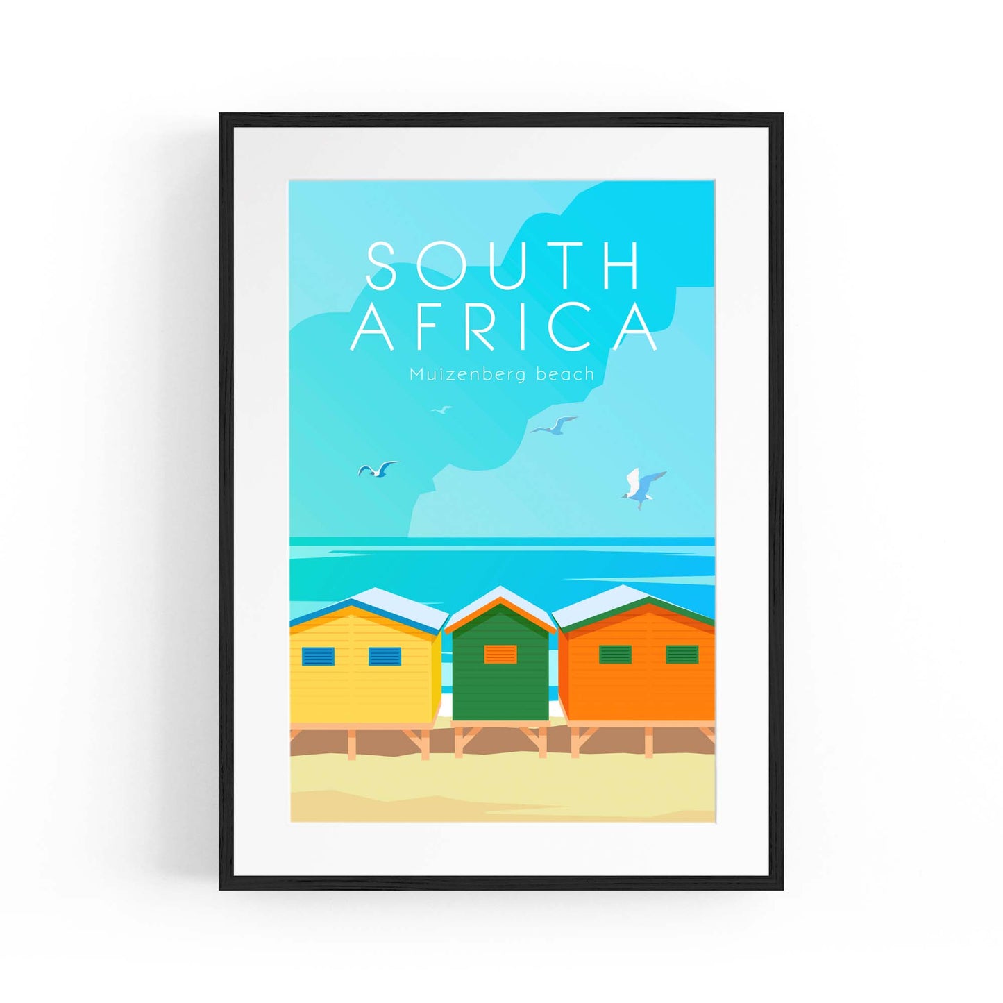 Retro Muizenberg Beach South Africa Wall Art - The Affordable Art Company