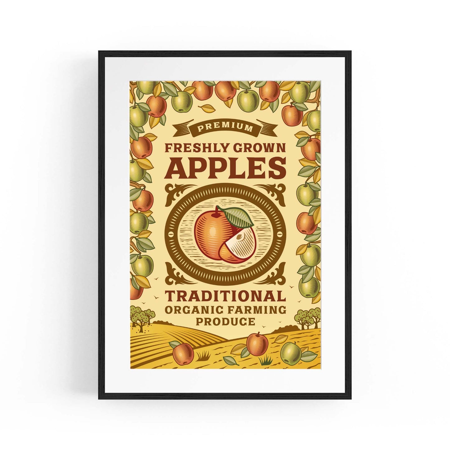 Vintage Apples Advert Farmhouse Kitchen Wall Art - The Affordable Art Company